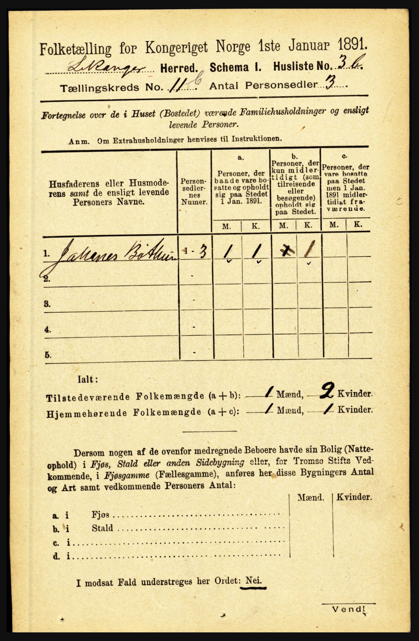 RA, 1891 census for 1419 Leikanger, 1891, p. 2147