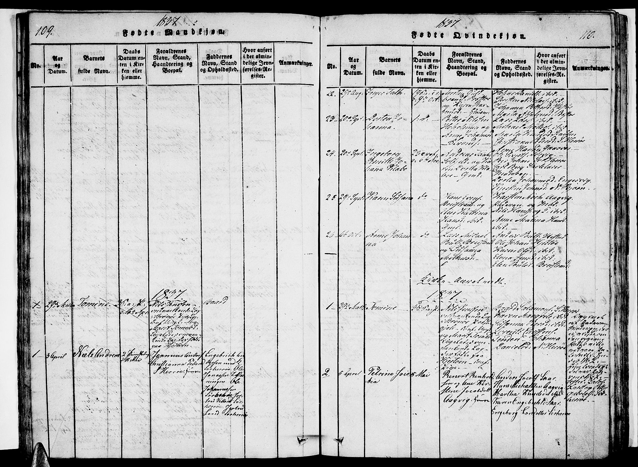 Ministerialprotokoller, klokkerbøker og fødselsregistre - Nordland, AV/SAT-A-1459/834/L0510: Parish register (copy) no. 834C01, 1820-1847, p. 109-110