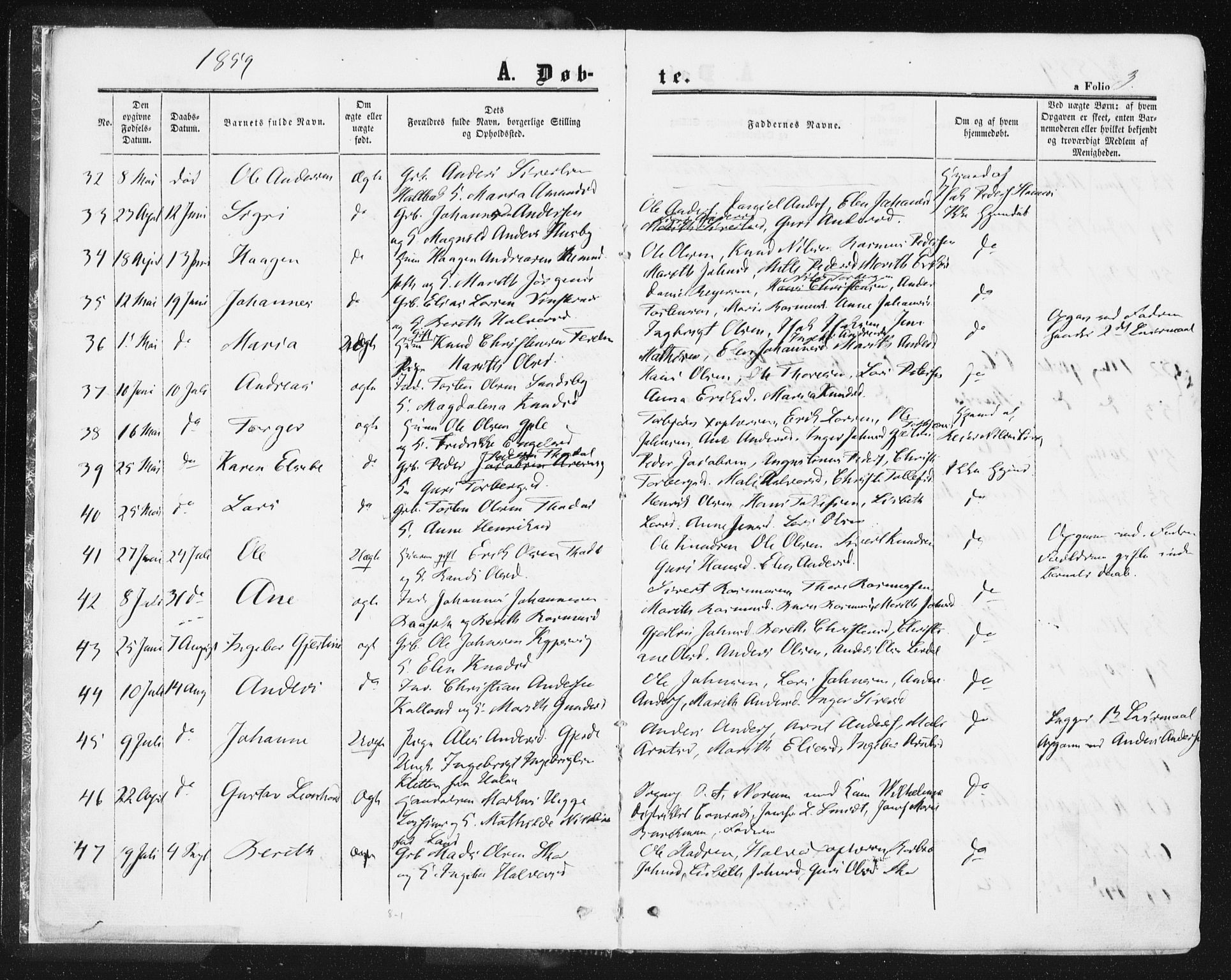 Ministerialprotokoller, klokkerbøker og fødselsregistre - Møre og Romsdal, AV/SAT-A-1454/578/L0905: Parish register (official) no. 578A04, 1859-1877, p. 3