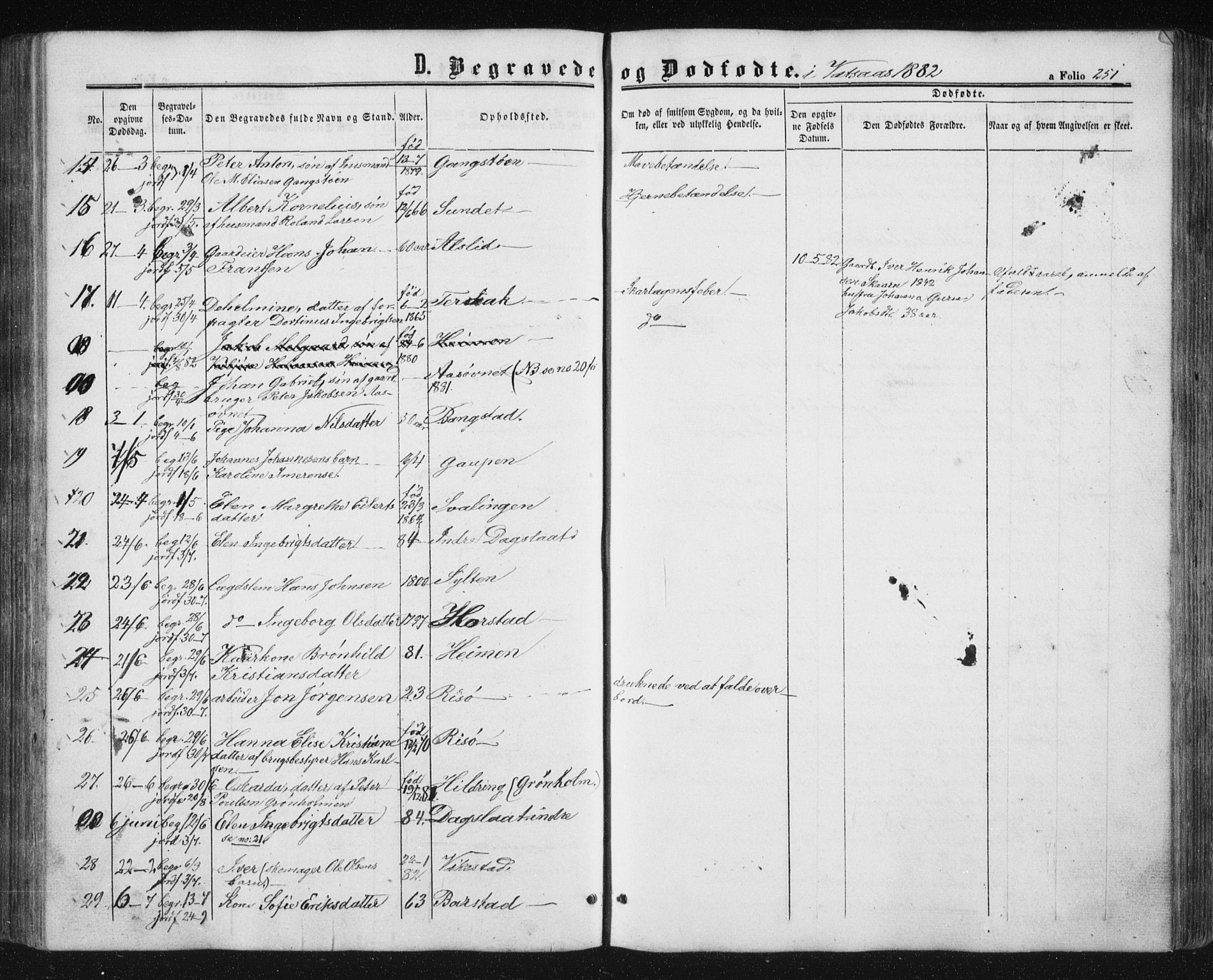 Ministerialprotokoller, klokkerbøker og fødselsregistre - Nordland, AV/SAT-A-1459/810/L0158: Parish register (copy) no. 810C02 /1, 1863-1883, p. 251