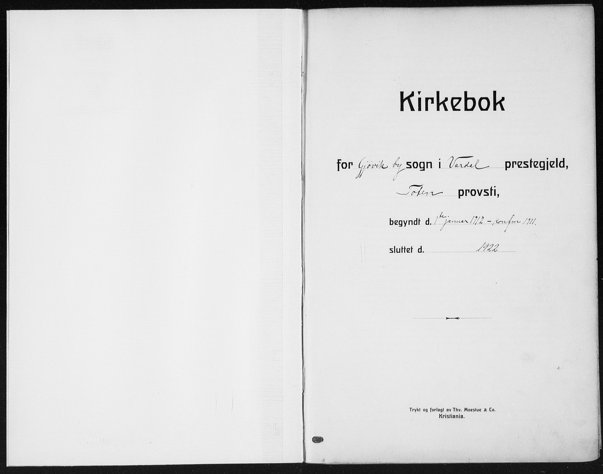 Vardal prestekontor, AV/SAH-PREST-100/H/Ha/Haa/L0014: Parish register (official) no. 14, 1912-1922