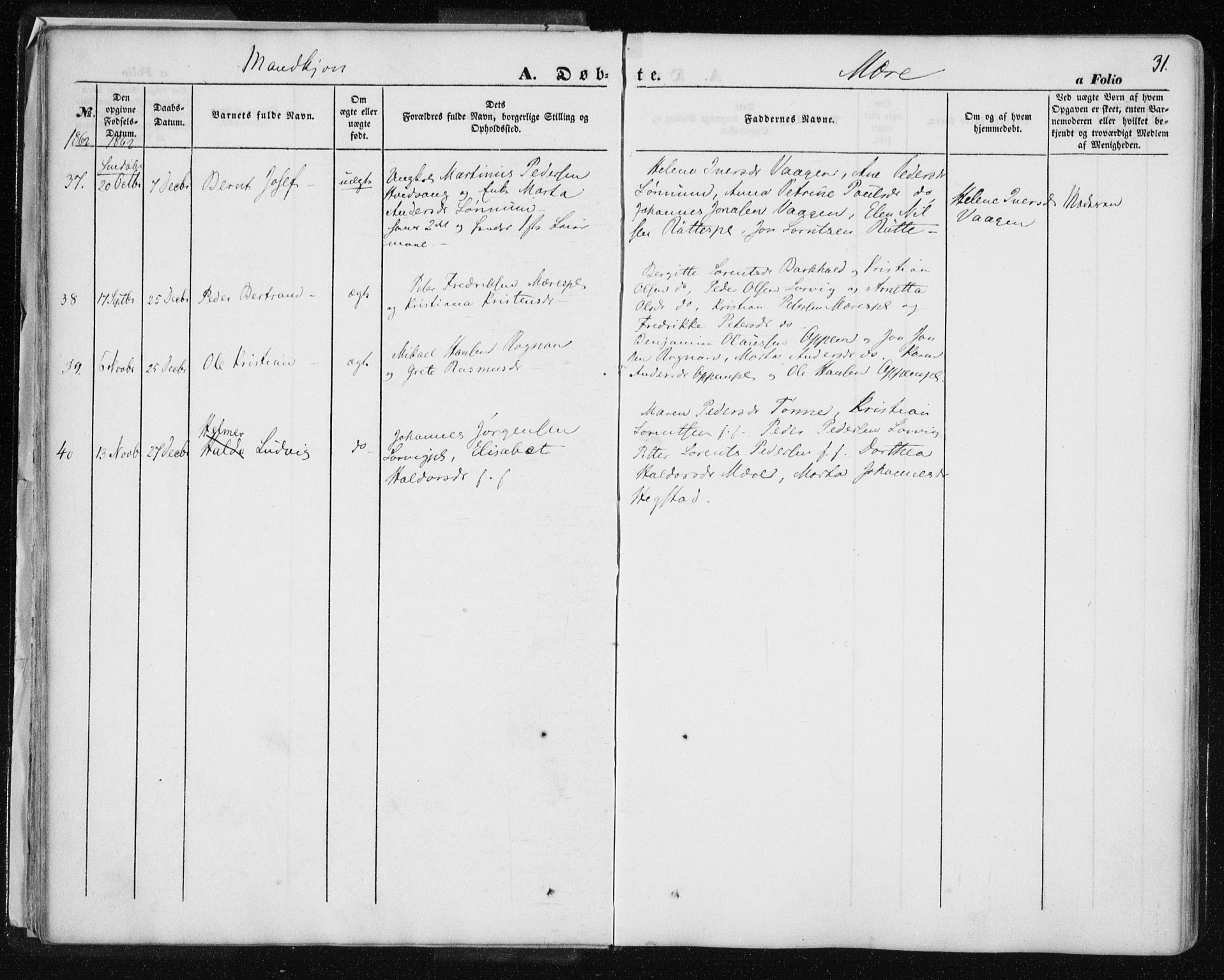 Ministerialprotokoller, klokkerbøker og fødselsregistre - Nord-Trøndelag, SAT/A-1458/735/L0342: Parish register (official) no. 735A07 /1, 1849-1862, p. 31