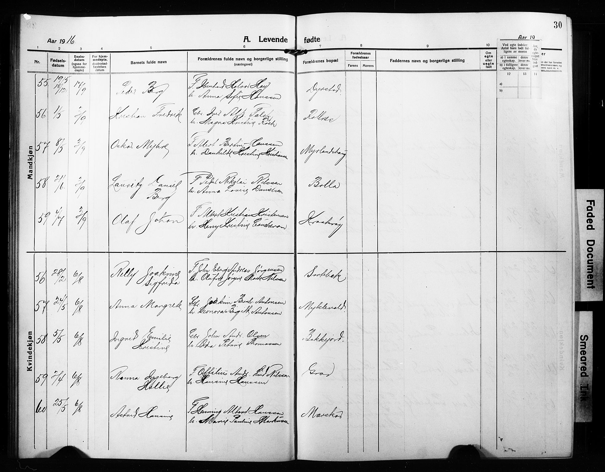 Ibestad sokneprestembete, AV/SATØ-S-0077/H/Ha/Hab/L0010klokker: Parish register (copy) no. 10, 1915-1929, p. 30