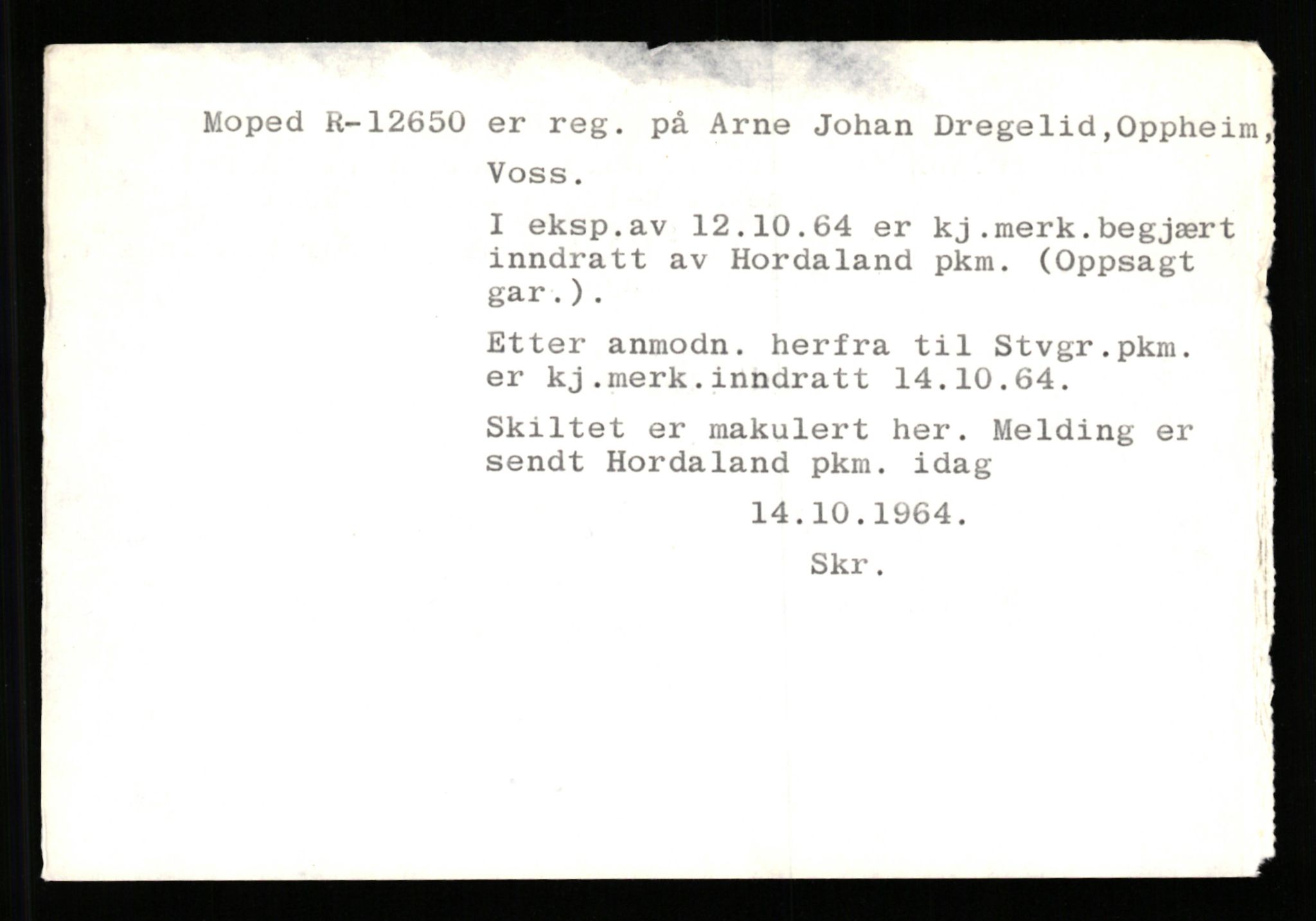 Stavanger trafikkstasjon, SAST/A-101942/0/G/L0003: Registreringsnummer: 10466 - 15496, 1930-1971, p. 1827