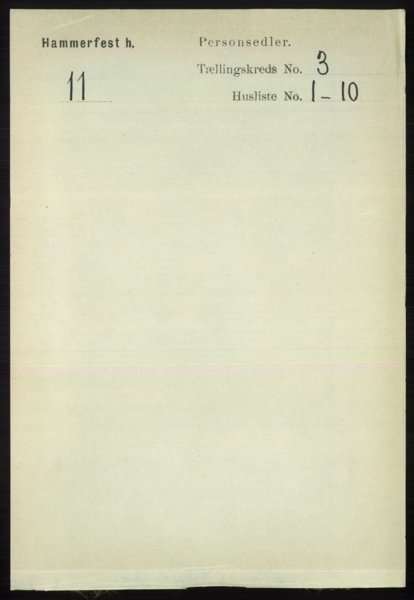 RA, 1891 census for 2016 Hammerfest, 1891, p. 1000