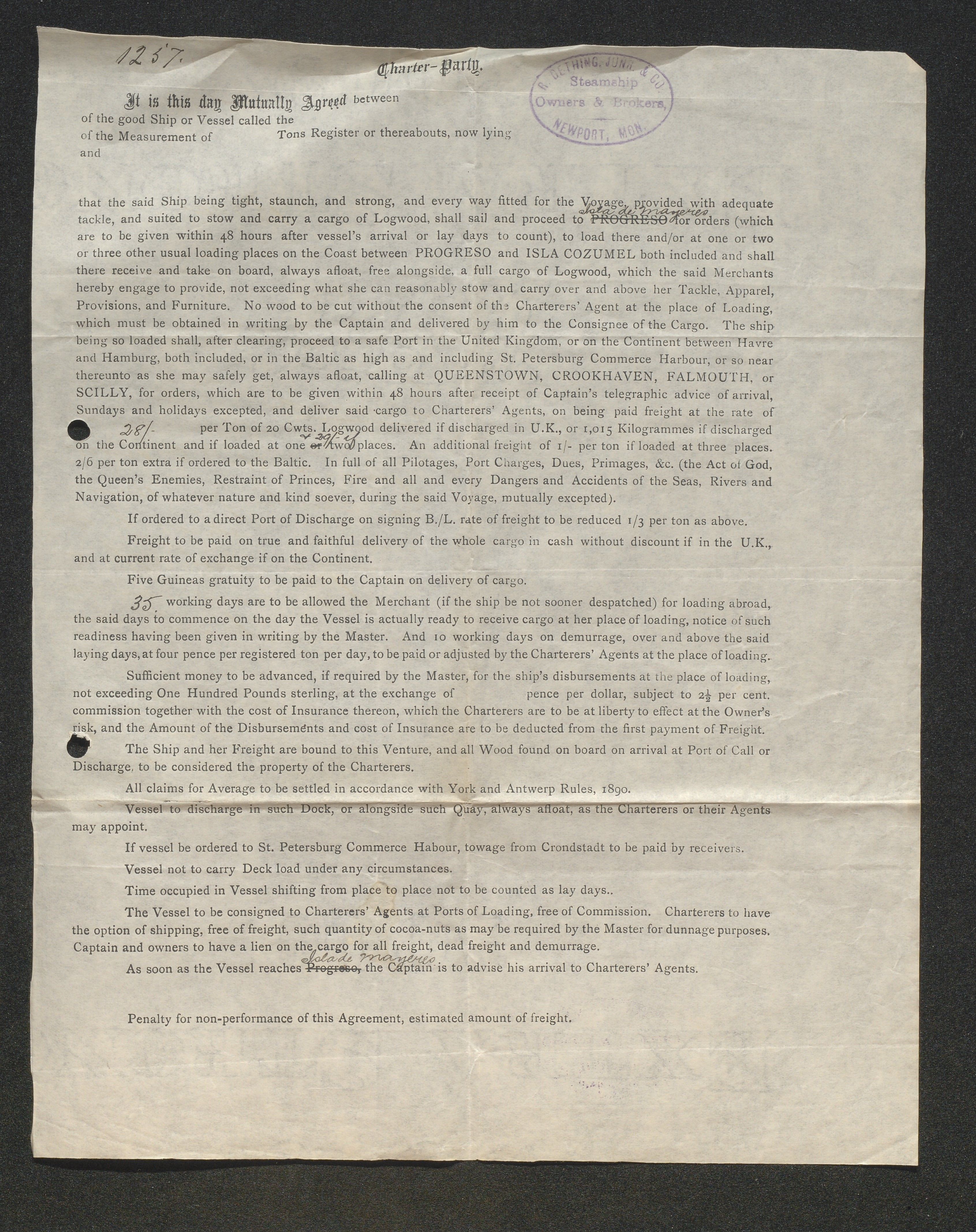 O. Terjesens rederi, AAKS/PA-2525/E/E01/L0006: Korrespondanse, 1899