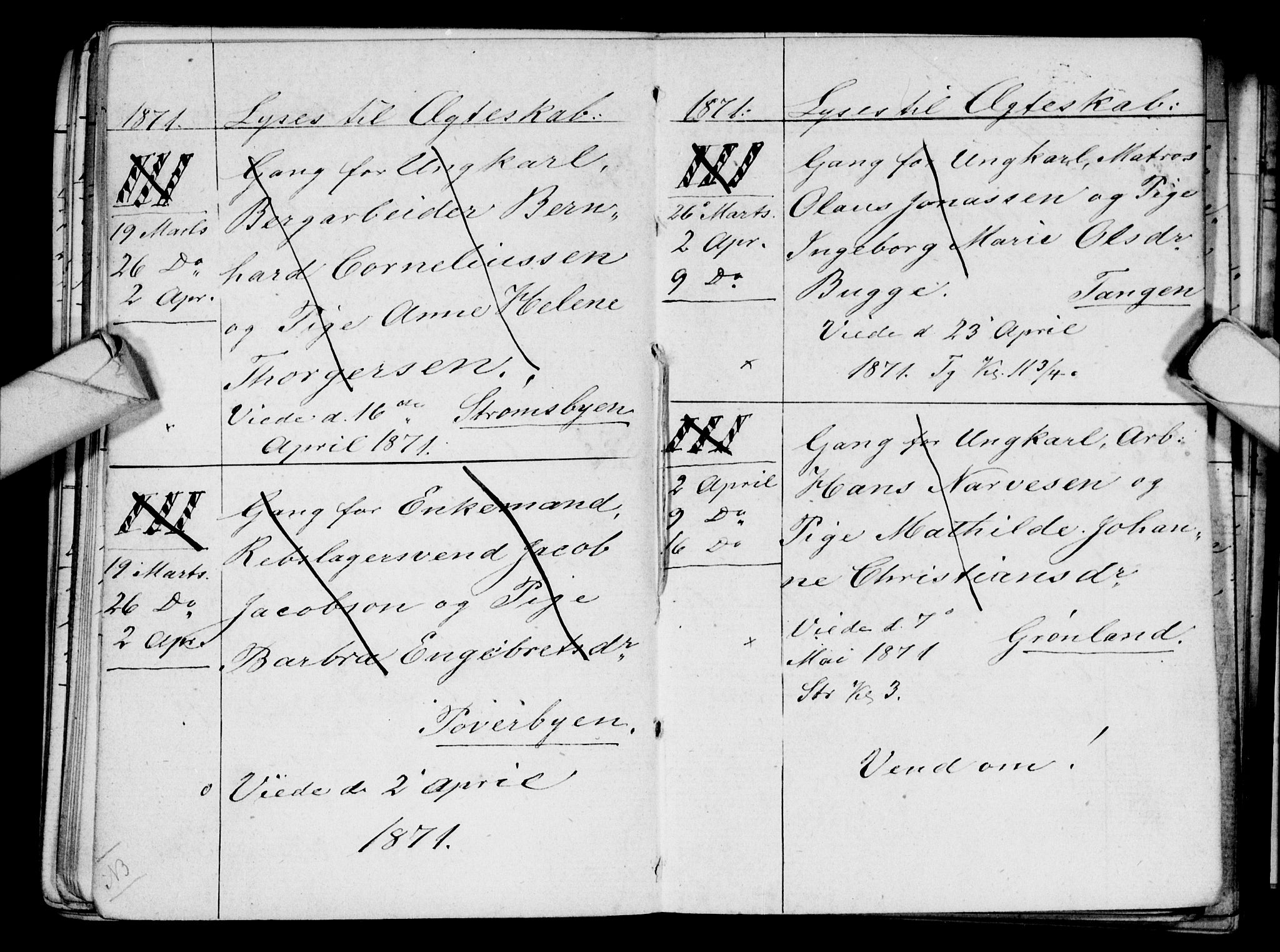 Strømsø kirkebøker, AV/SAKO-A-246/H/Ha/L0003: Banns register no. 3, 1866-1874