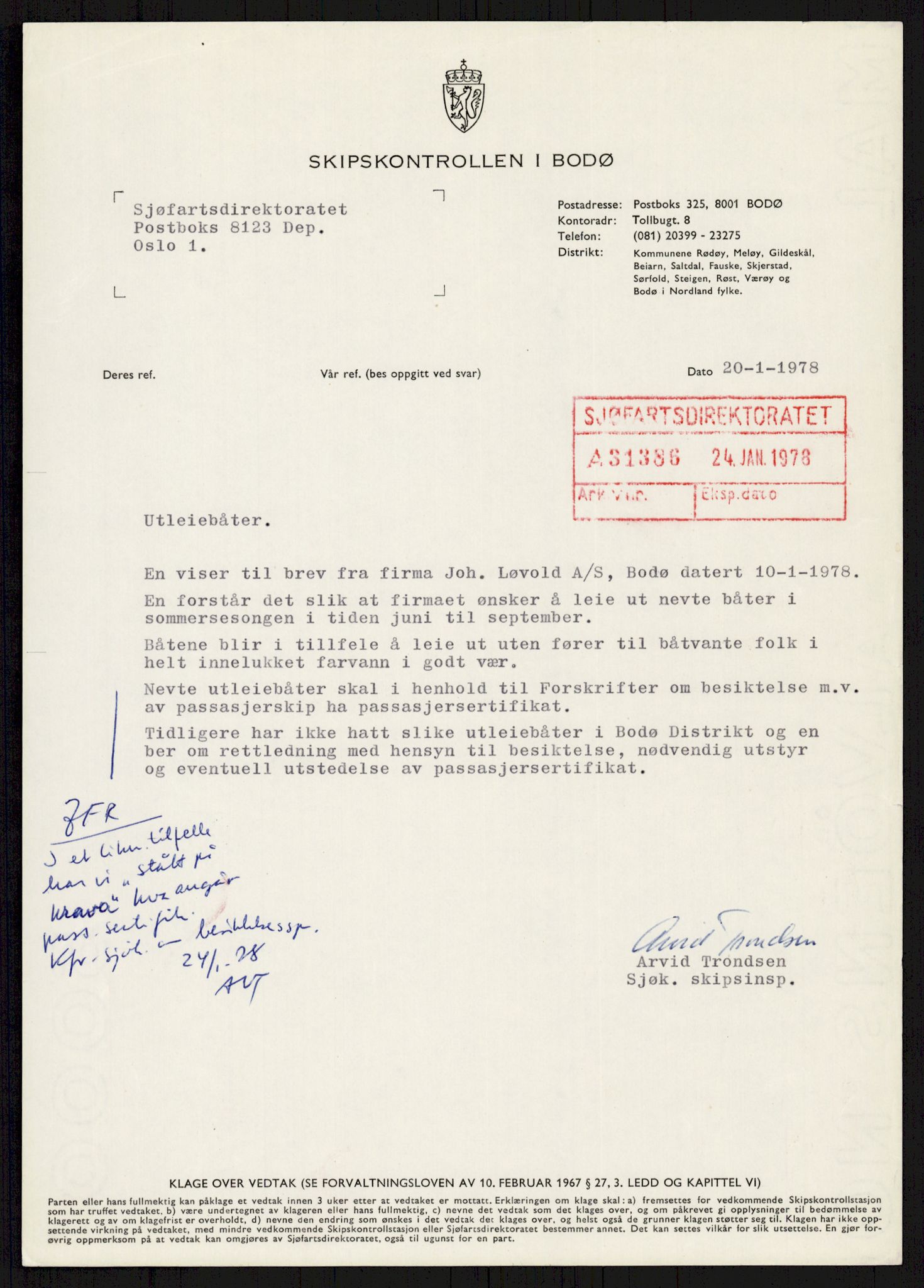 Sjøfartsdirektoratet med forløpere, generelt arkiv, AV/RA-S-1407/D/Du/Duc/L0641/0004: Skipskontrollen - Forskrifter    / Utleiebåter (2 mapper), 1977-1989, p. 481