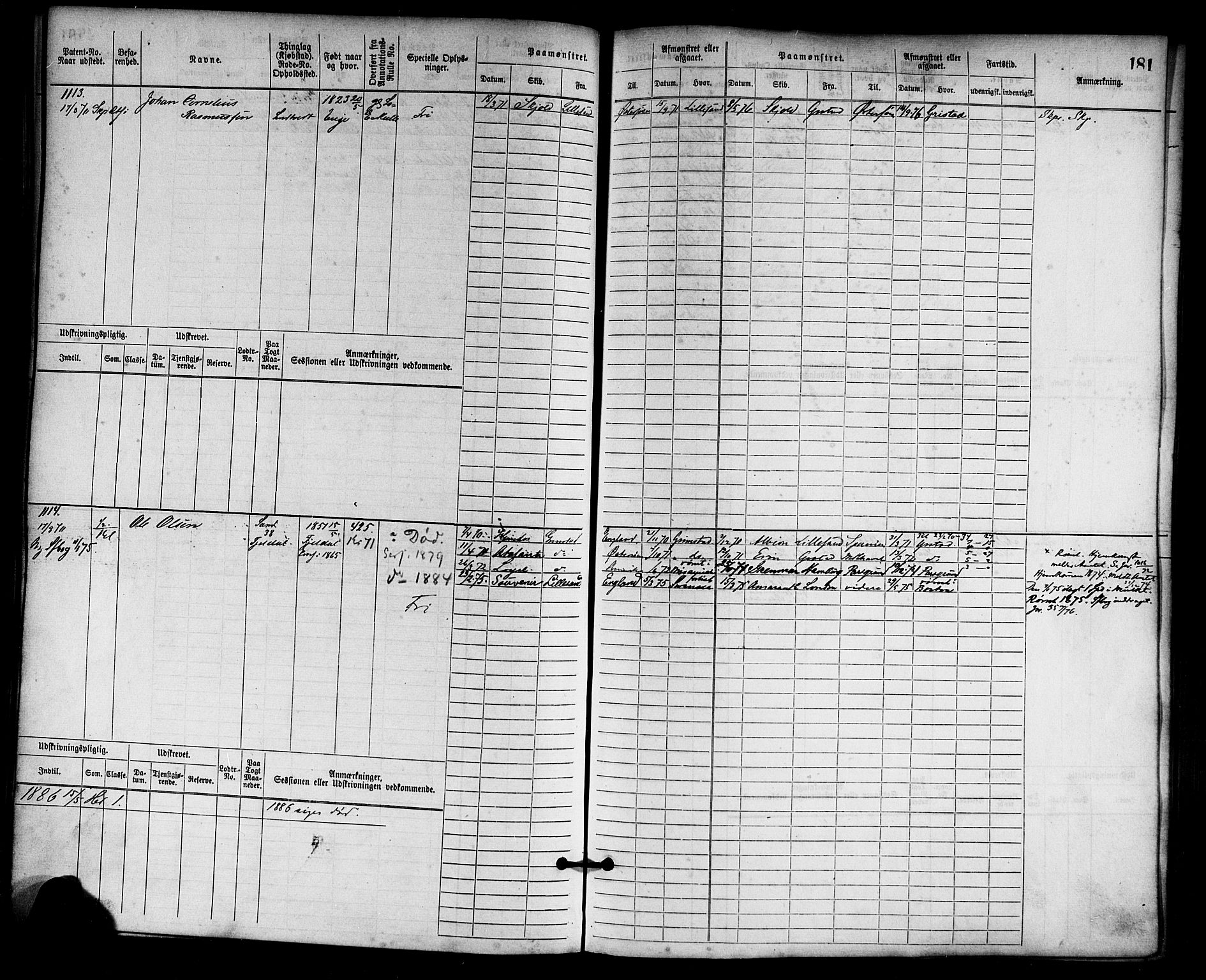 Lillesand mønstringskrets, AV/SAK-2031-0014/F/Fb/L0013: Hovedrulle nr 755-1516 uten register, G-4, 1869-1920, p. 187