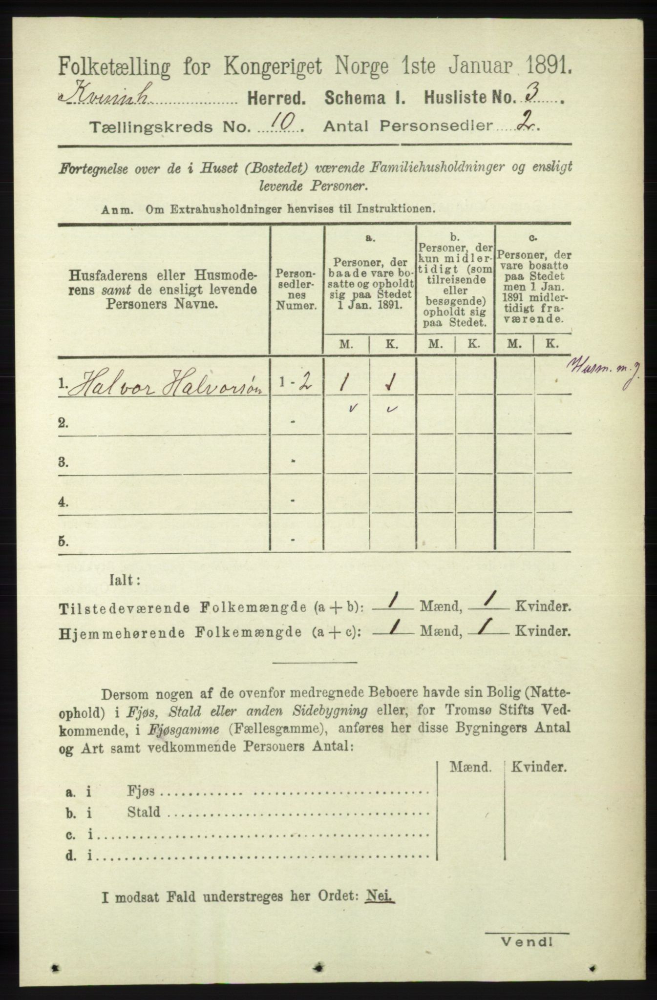 RA, 1891 census for 1224 Kvinnherad, 1891, p. 3523