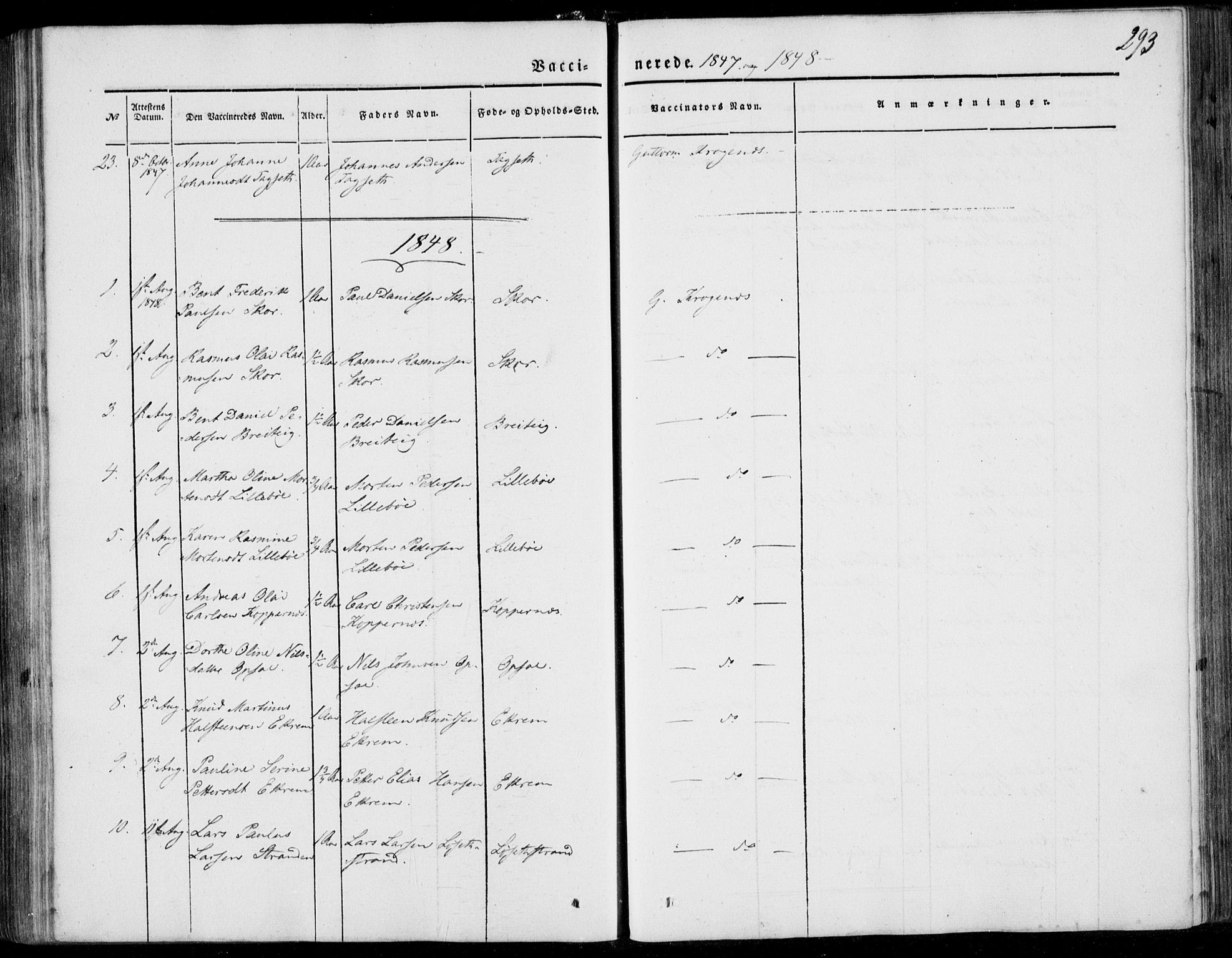 Ministerialprotokoller, klokkerbøker og fødselsregistre - Møre og Romsdal, SAT/A-1454/502/L0023: Parish register (official) no. 502A01, 1844-1873, p. 293