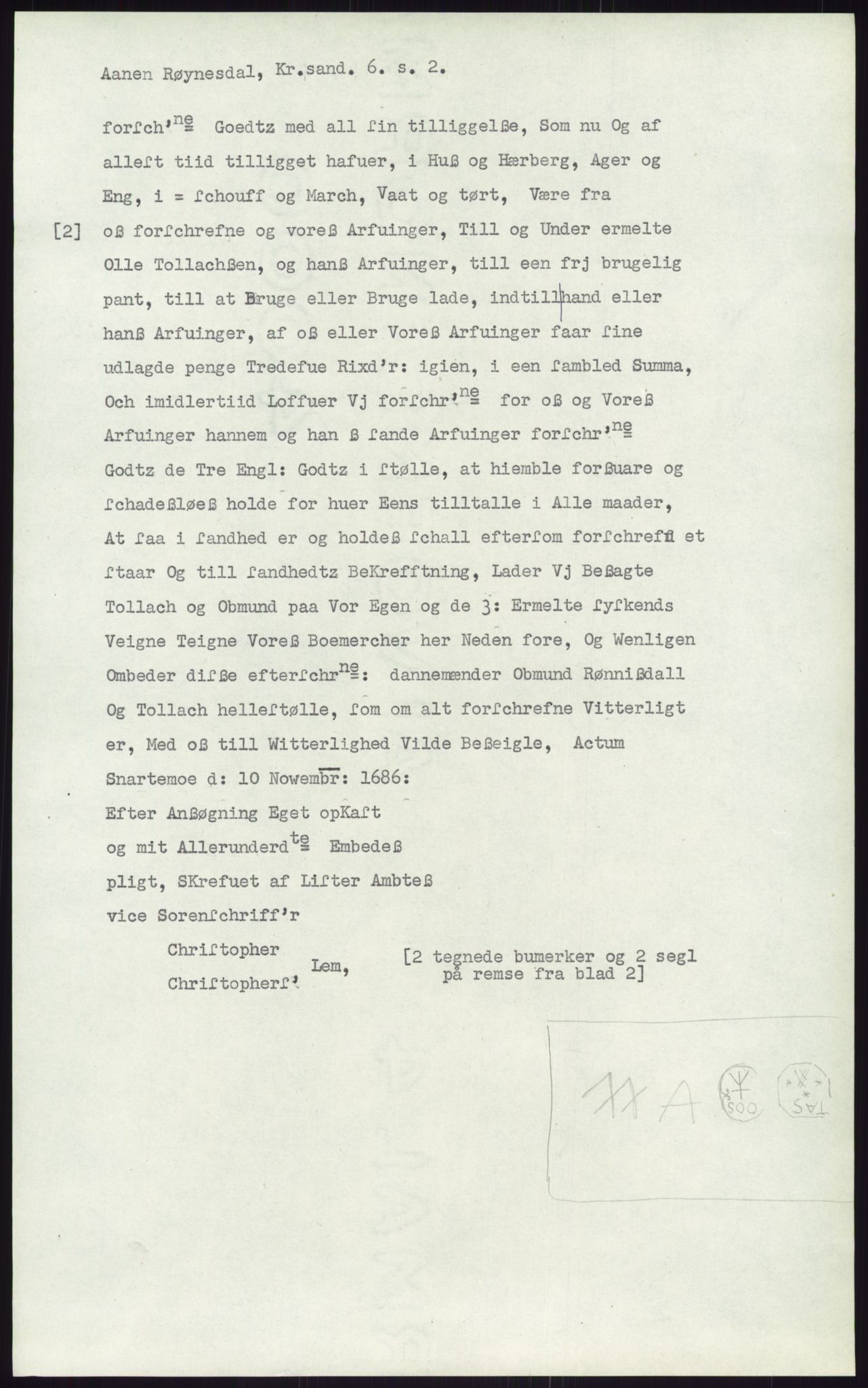 Samlinger til kildeutgivelse, Diplomavskriftsamlingen, RA/EA-4053/H/Ha, p. 2632