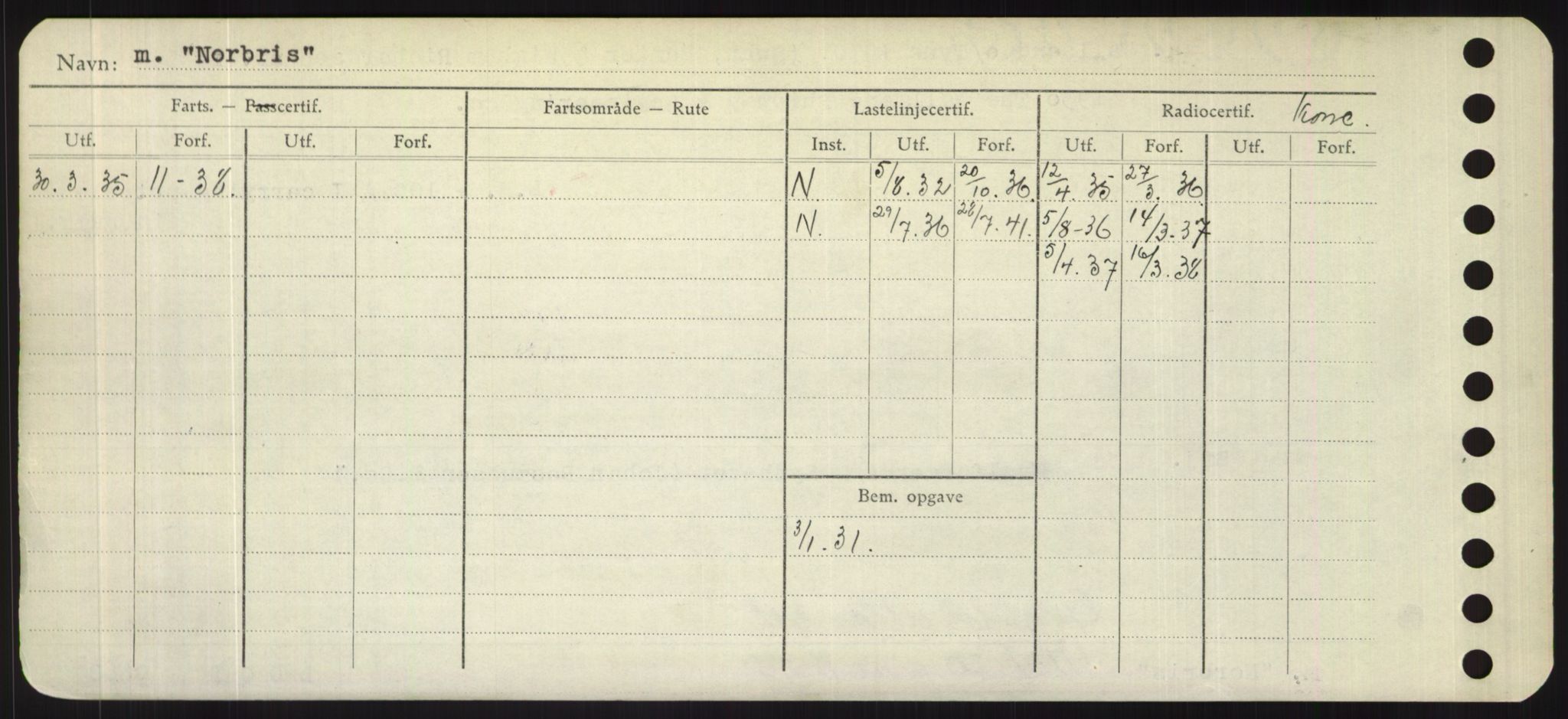 Sjøfartsdirektoratet med forløpere, Skipsmålingen, RA/S-1627/H/Hd/L0026: Fartøy, N-Norhol, p. 396