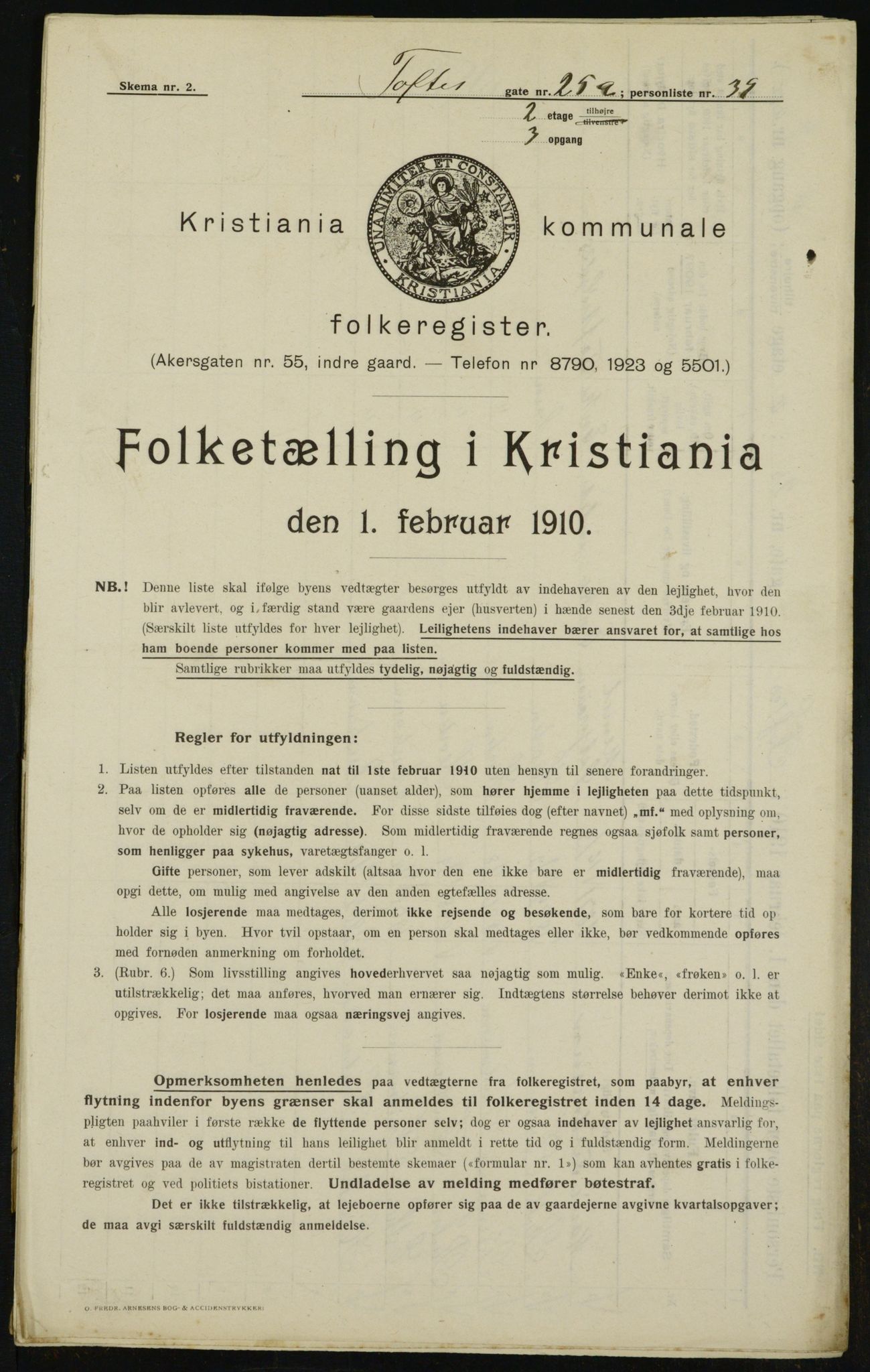 OBA, Municipal Census 1910 for Kristiania, 1910, p. 106104