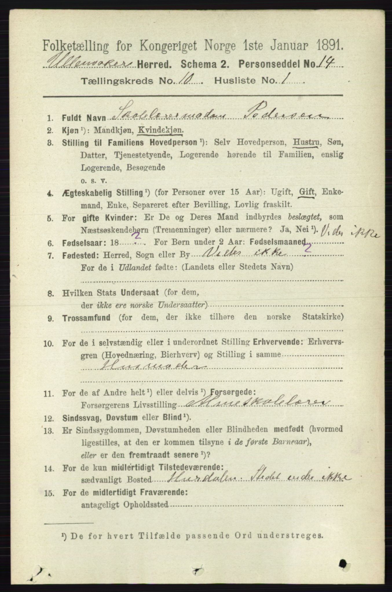 RA, 1891 census for 0235 Ullensaker, 1891, p. 4513