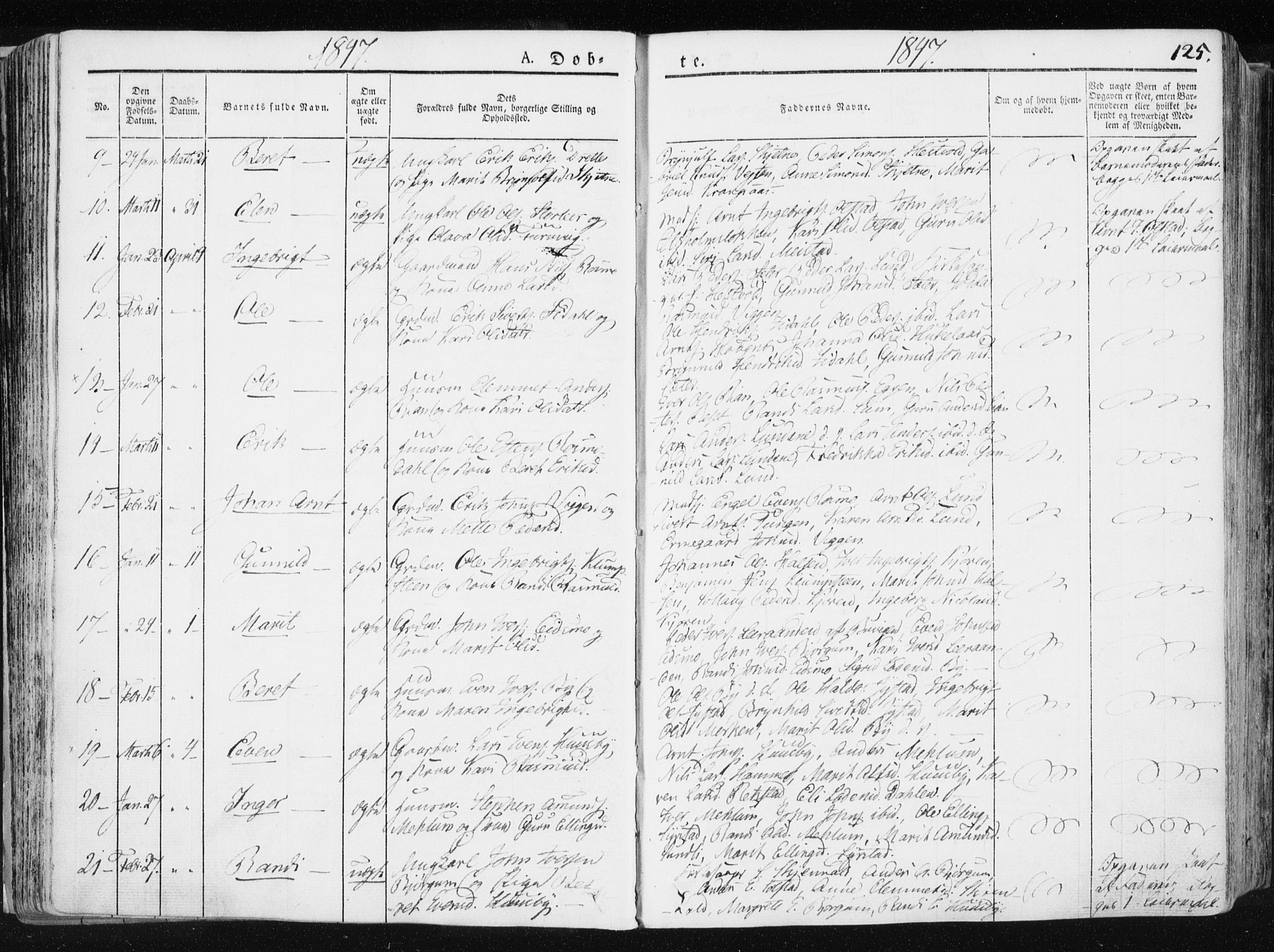 Ministerialprotokoller, klokkerbøker og fødselsregistre - Sør-Trøndelag, SAT/A-1456/665/L0771: Parish register (official) no. 665A06, 1830-1856, p. 125
