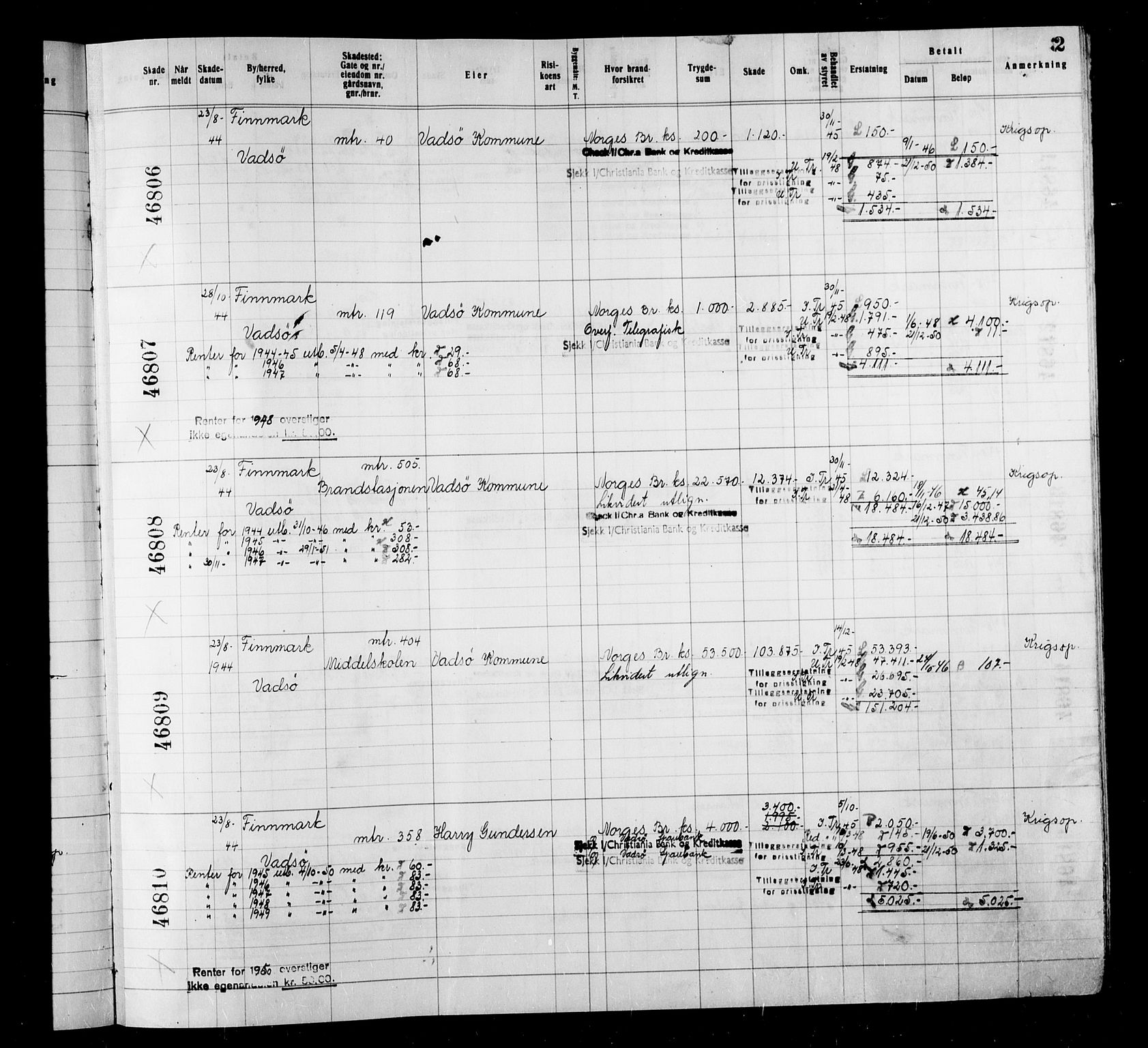 Krigsskadetrygdene for bygninger og løsøre, AV/RA-S-1548/V/L0039: Bygning, branntrygdet., 1940-1945, p. 2