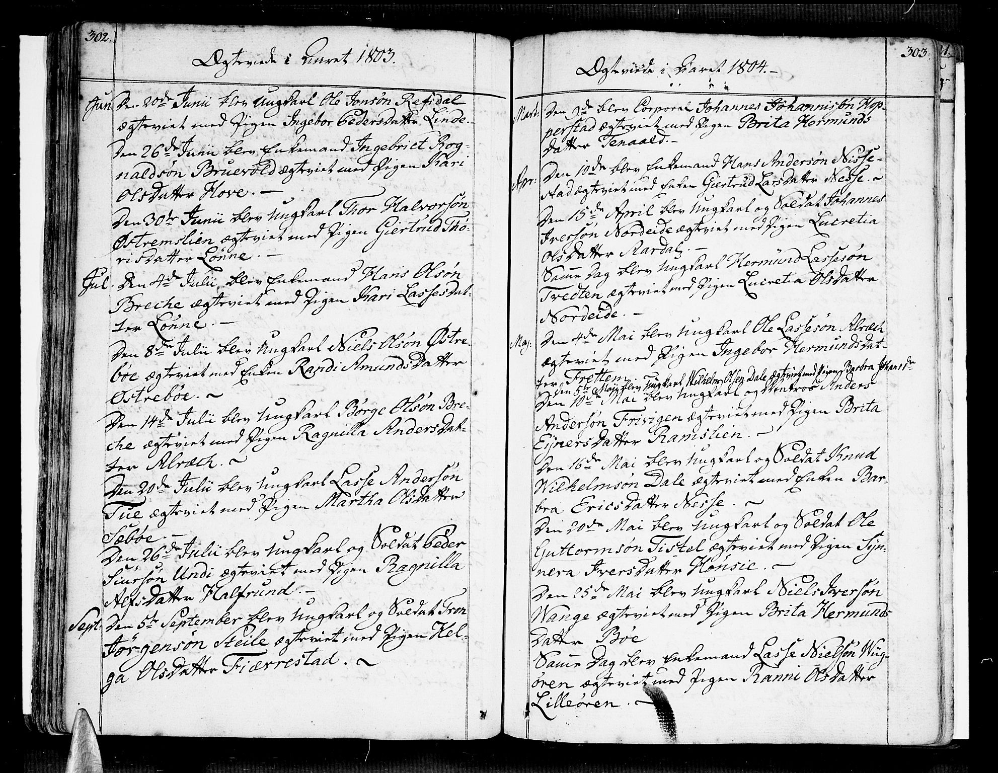 Vik sokneprestembete, SAB/A-81501: Parish register (official) no. A 5, 1787-1820, p. 302-303