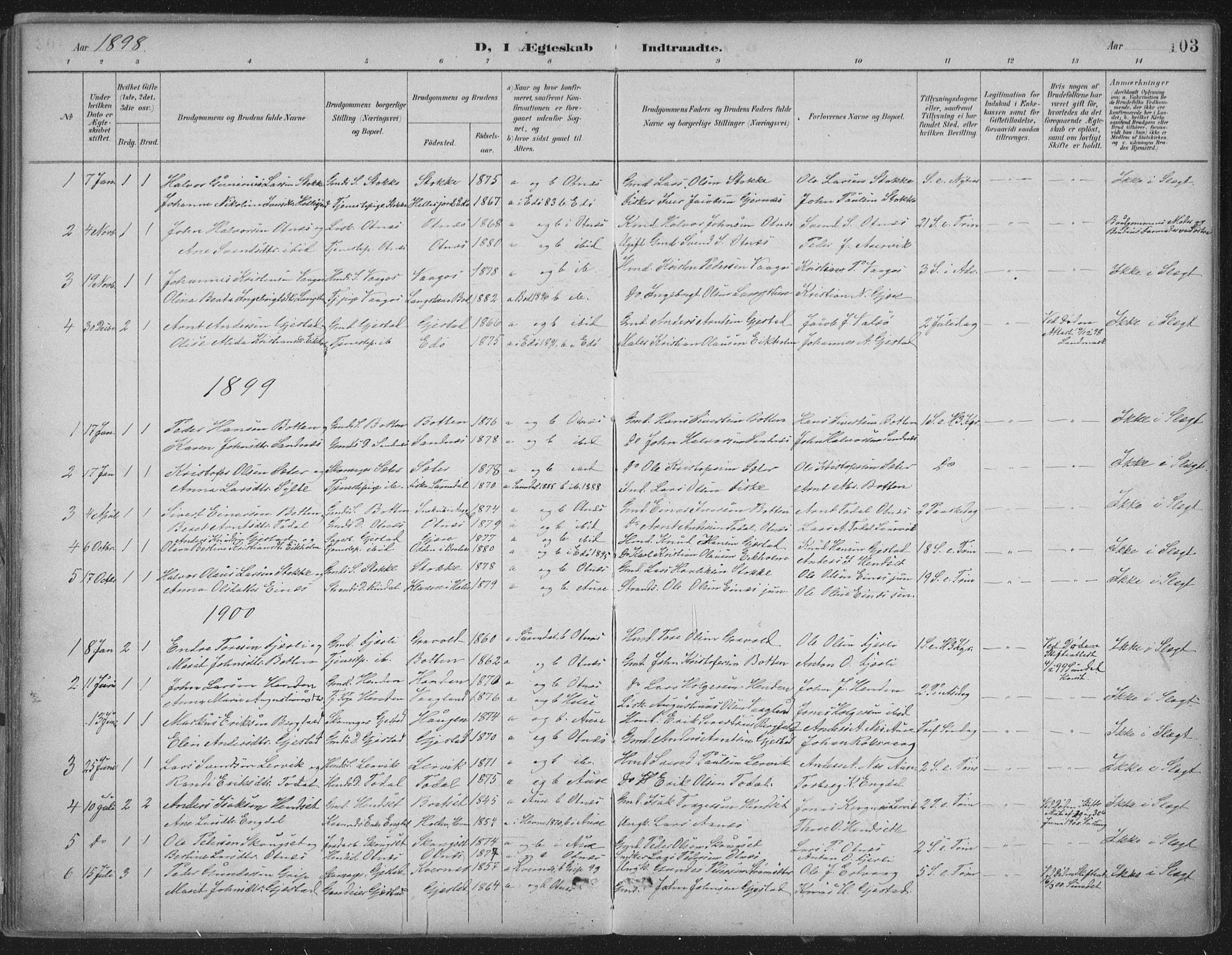 Ministerialprotokoller, klokkerbøker og fødselsregistre - Møre og Romsdal, AV/SAT-A-1454/580/L0925: Parish register (official) no. 580A02, 1888-1913, p. 103