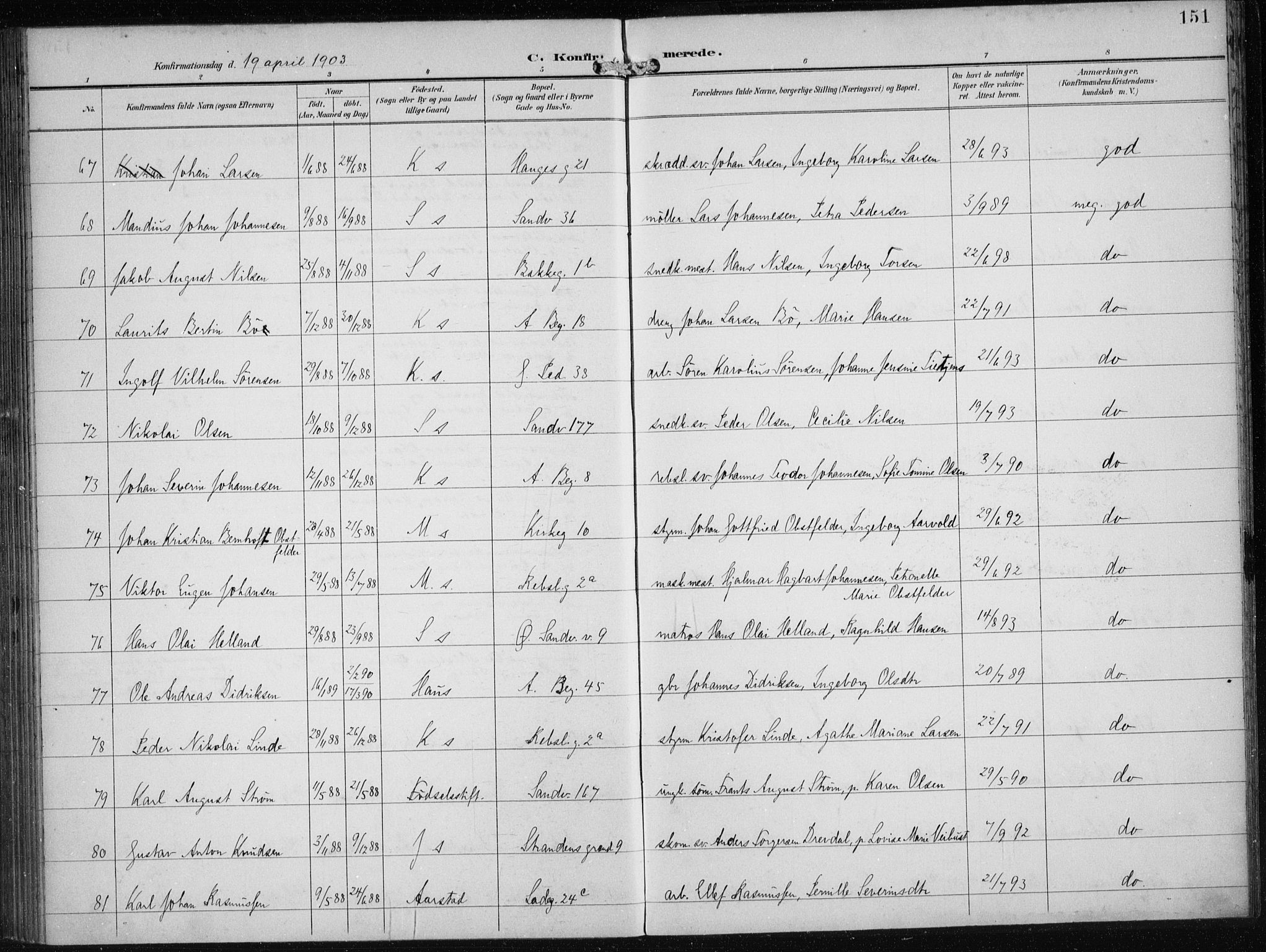 Sandviken Sokneprestembete, AV/SAB-A-77601/H/Ha/L0010: Parish register (official) no. C 1, 1895-1905, p. 151