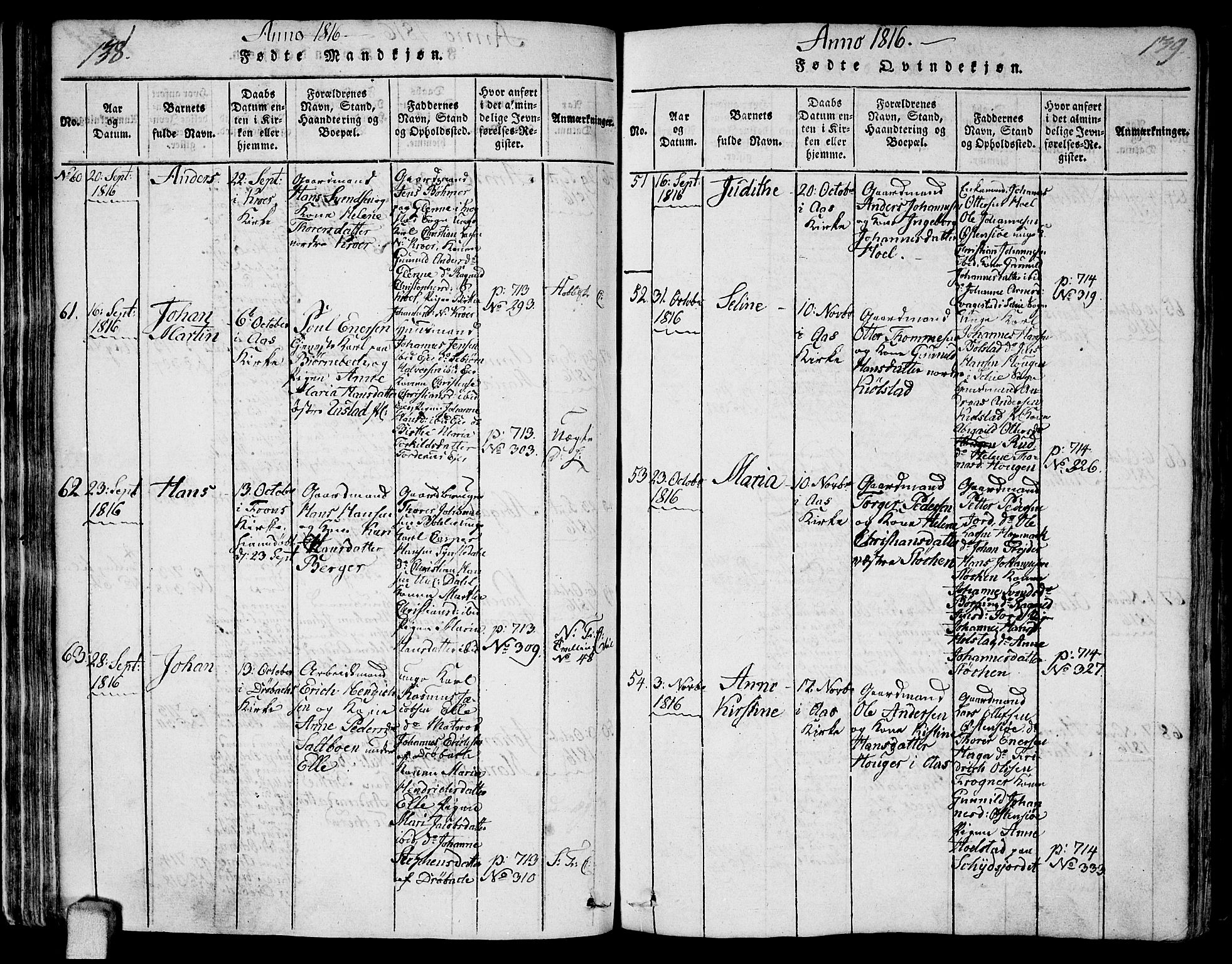 Ås prestekontor Kirkebøker, AV/SAO-A-10894/F/Fa/L0003: Parish register (official) no. I 3, 1814-1818, p. 138-139