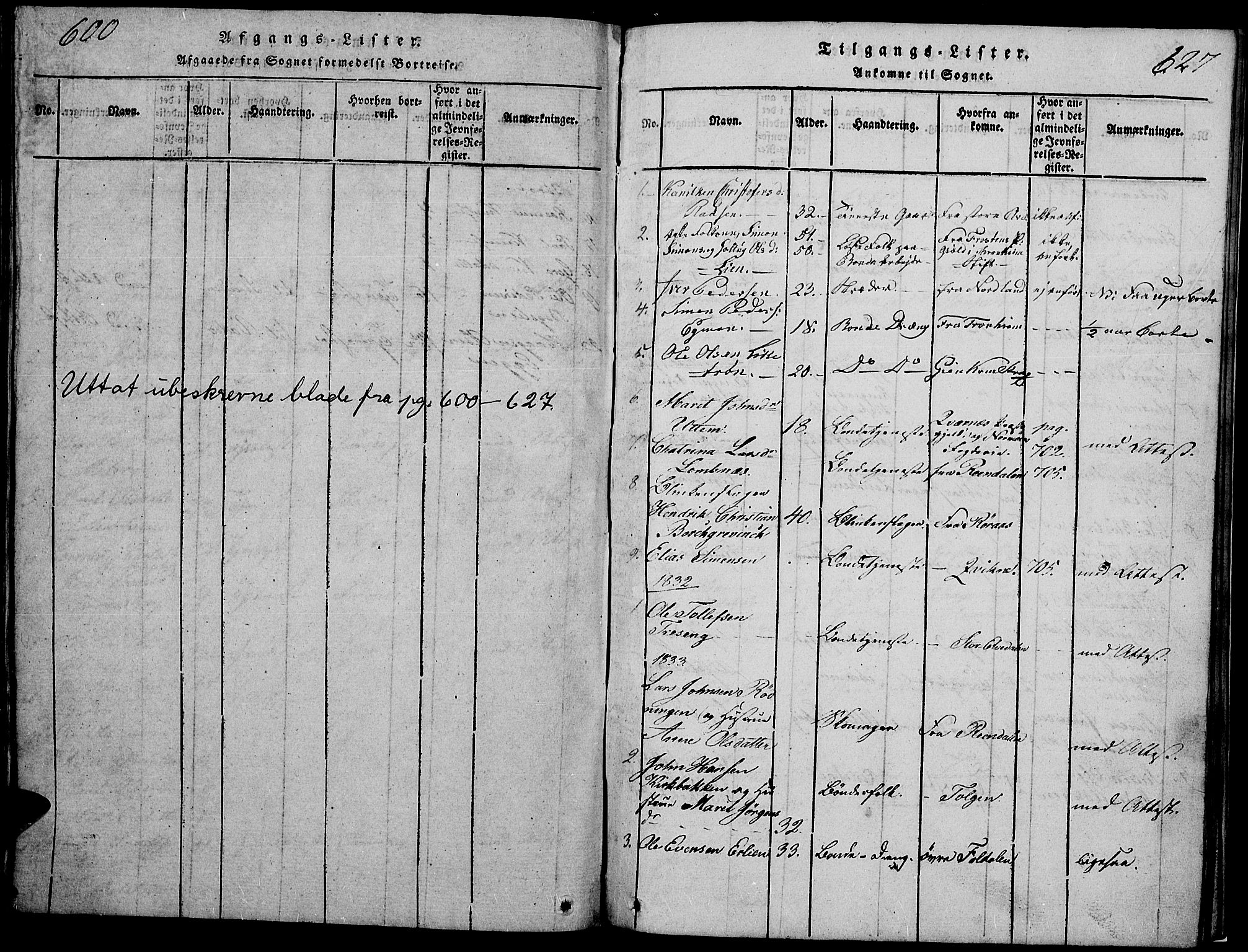 Tynset prestekontor, SAH/PREST-058/H/Ha/Hab/L0002: Parish register (copy) no. 2, 1814-1862, p. 626-627