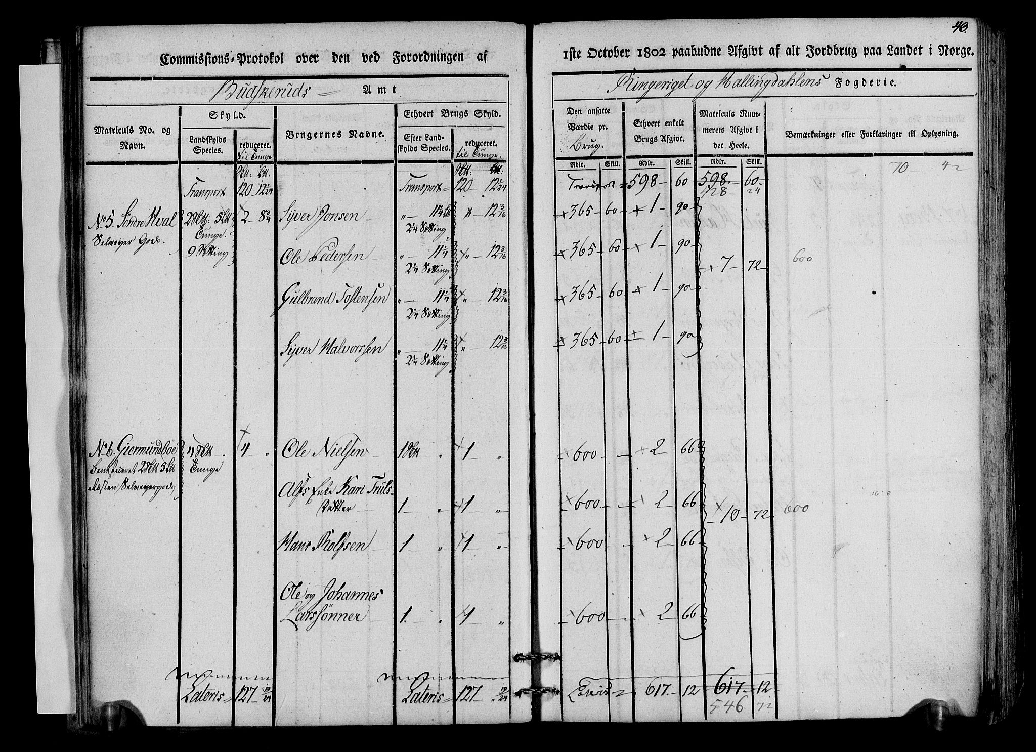 Rentekammeret inntil 1814, Realistisk ordnet avdeling, AV/RA-EA-4070/N/Ne/Nea/L0045: Ringerike og Hallingdal fogderi. Kommisjonsprotokoll for Norderhov prestegjeld, 1803, p. 46