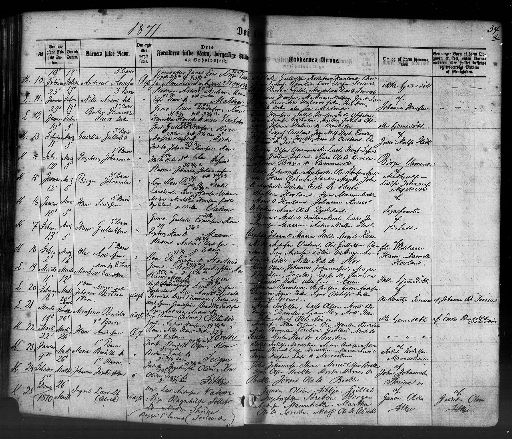 Lavik sokneprestembete, AV/SAB-A-80901: Parish register (official) no. A 4, 1864-1881, p. 34