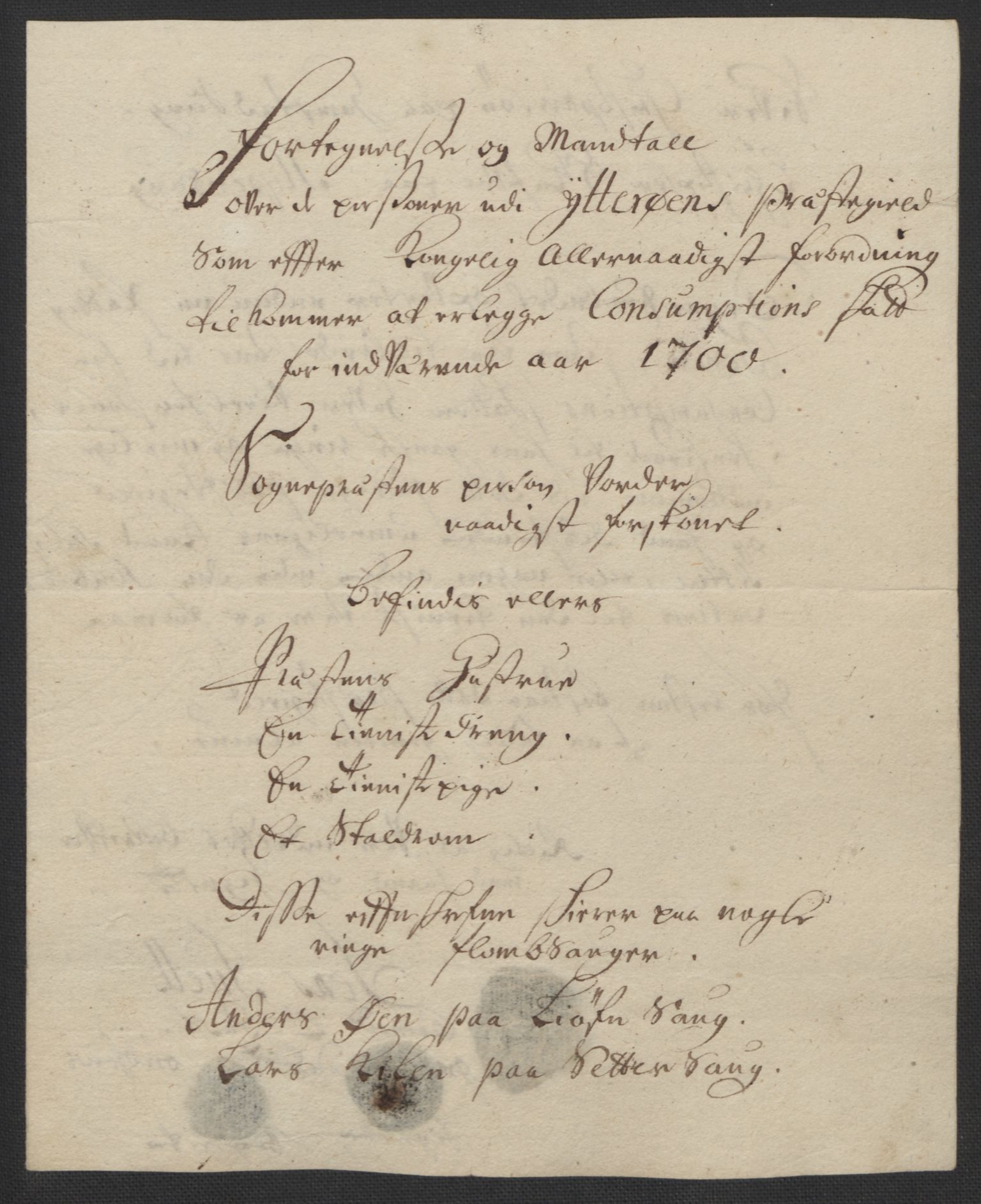 Rentekammeret inntil 1814, Reviderte regnskaper, Fogderegnskap, AV/RA-EA-4092/R63/L4311: Fogderegnskap Inderøy, 1700, p. 123