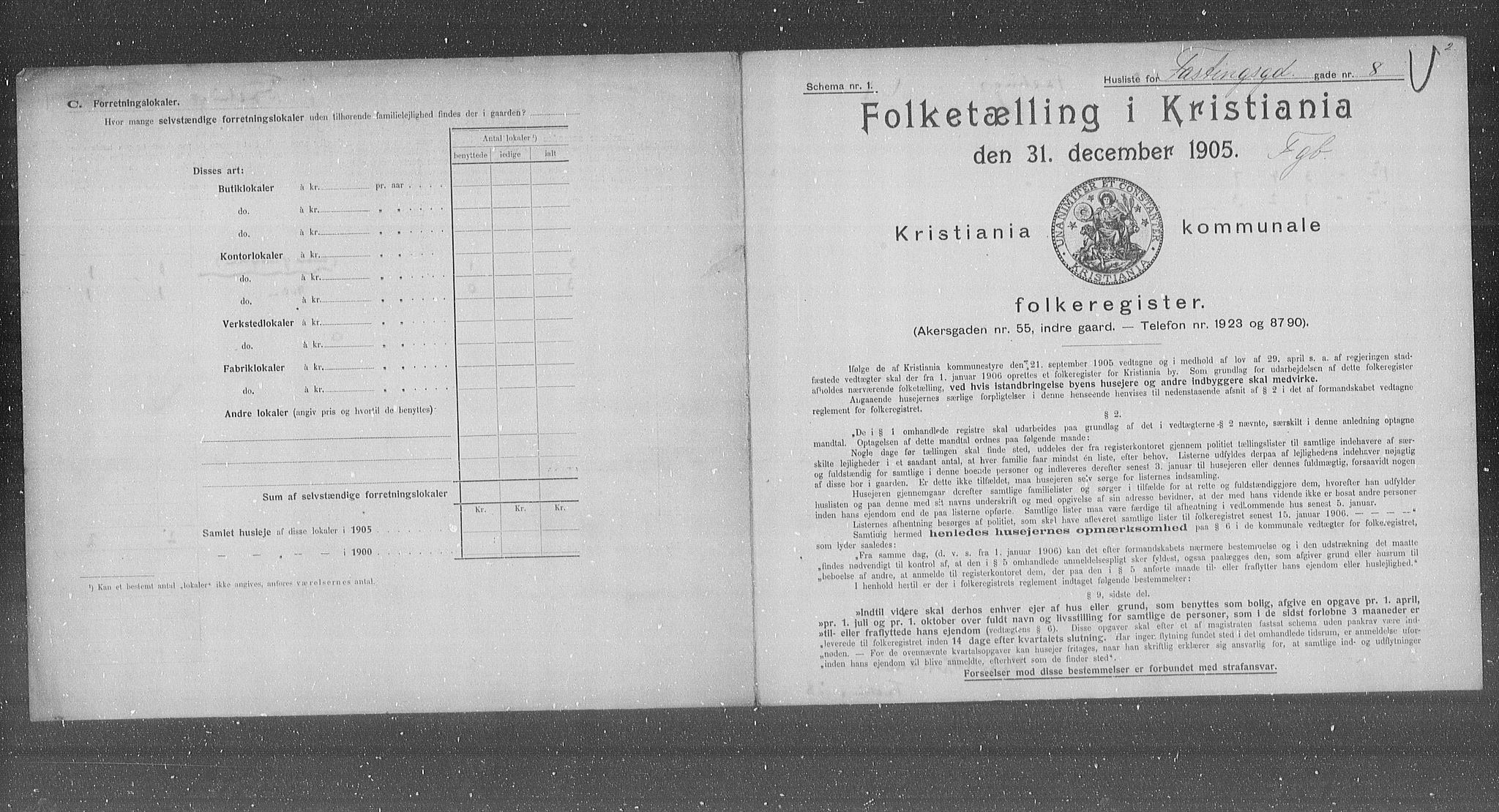 OBA, Municipal Census 1905 for Kristiania, 1905, p. 12275