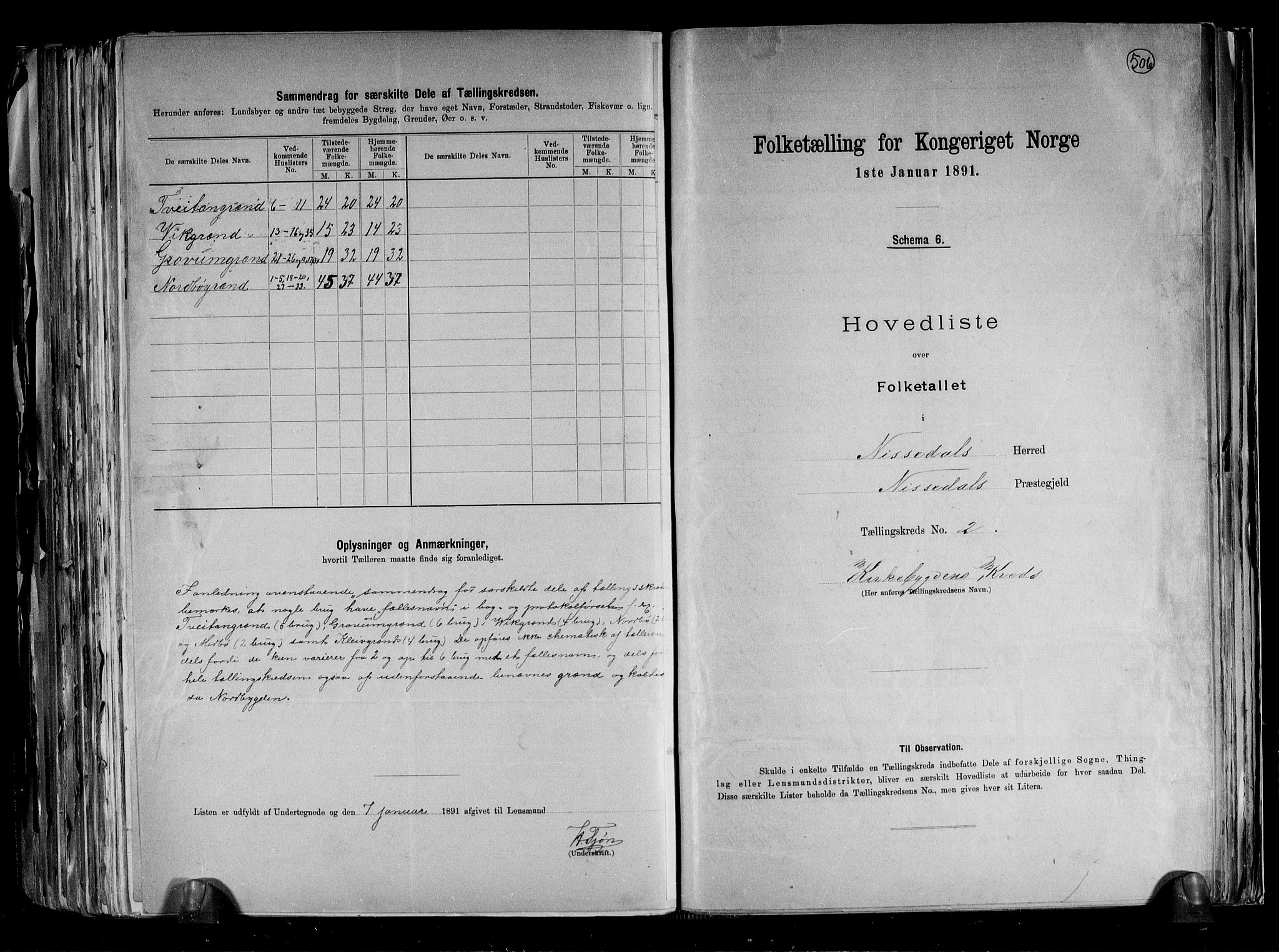 RA, 1891 census for 0830 Nissedal, 1891, p. 7