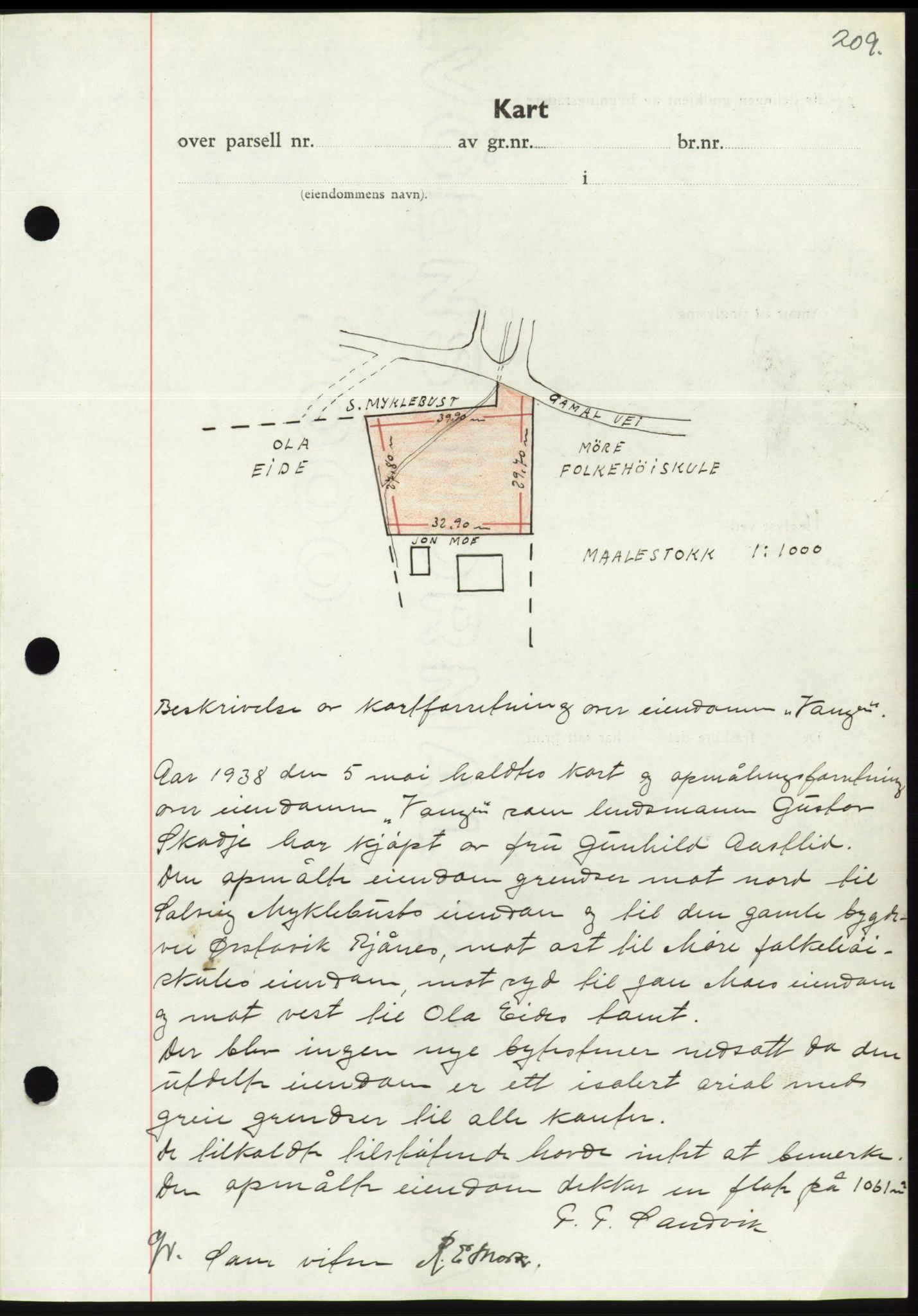 Søre Sunnmøre sorenskriveri, AV/SAT-A-4122/1/2/2C/L0065: Mortgage book no. 59, 1938-1938, Diary no: : 615/1938