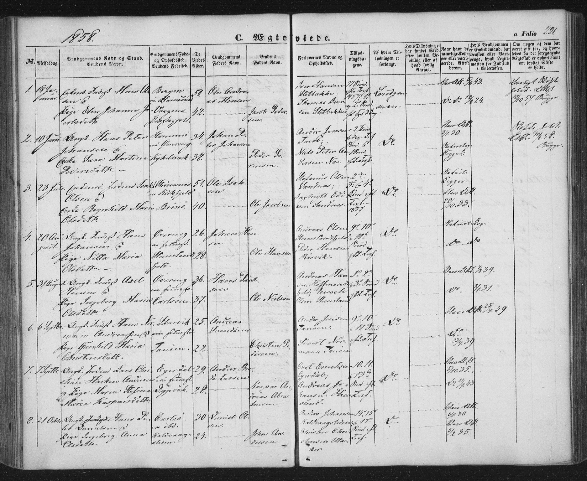 Ministerialprotokoller, klokkerbøker og fødselsregistre - Nordland, AV/SAT-A-1459/859/L0844: Parish register (official) no. 859A04, 1849-1862, p. 221