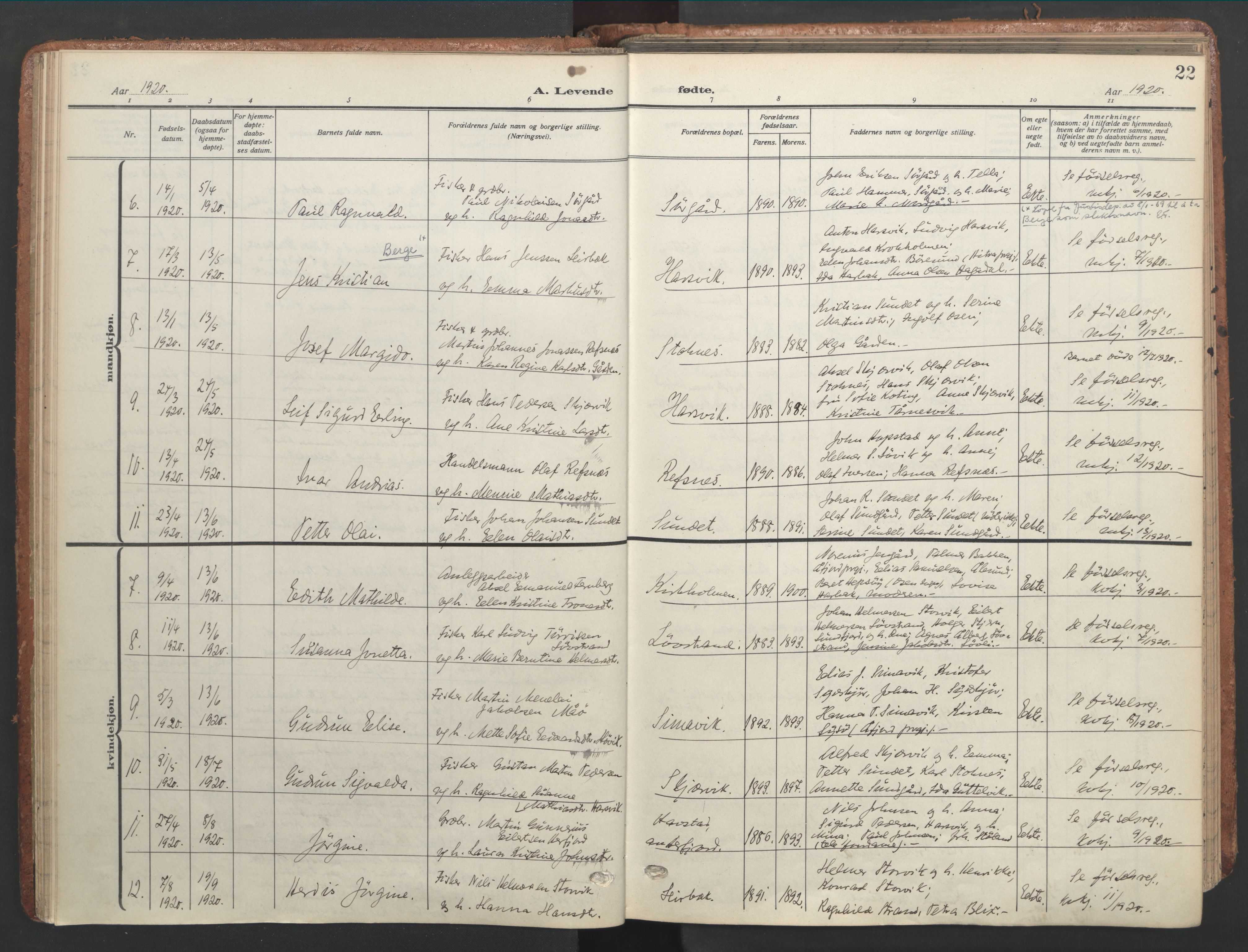 Ministerialprotokoller, klokkerbøker og fødselsregistre - Sør-Trøndelag, SAT/A-1456/656/L0694: Parish register (official) no. 656A03, 1914-1931, p. 22