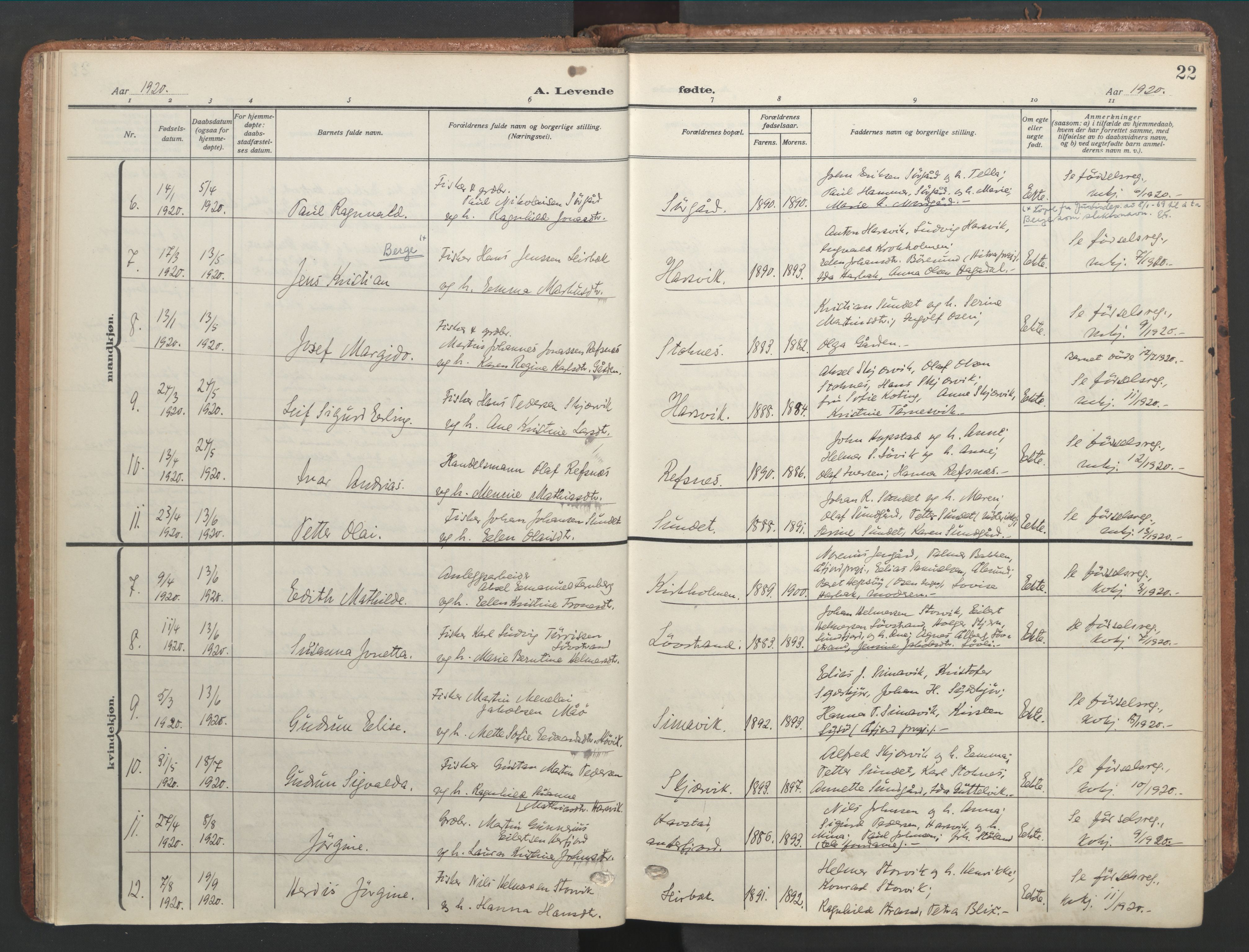 Ministerialprotokoller, klokkerbøker og fødselsregistre - Sør-Trøndelag, AV/SAT-A-1456/656/L0694: Parish register (official) no. 656A03, 1914-1931, p. 22