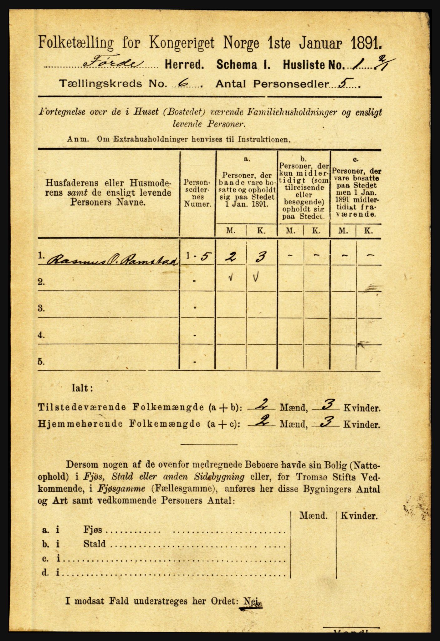 RA, 1891 census for 1432 Førde, 1891, p. 1892