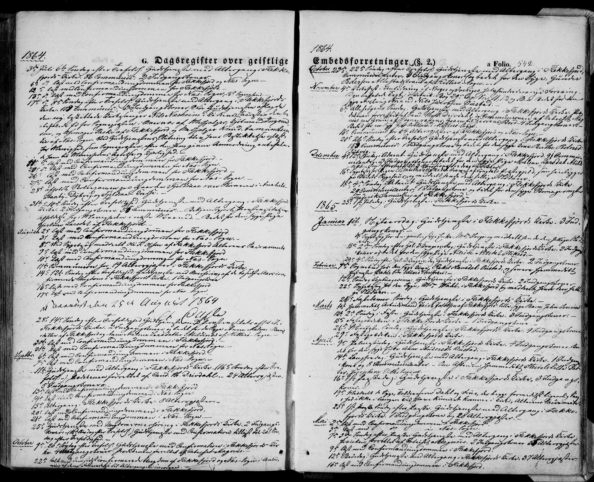 Flekkefjord sokneprestkontor, AV/SAK-1111-0012/F/Fa/Fac/L0005: Parish register (official) no. A 5, 1849-1875, p. 542