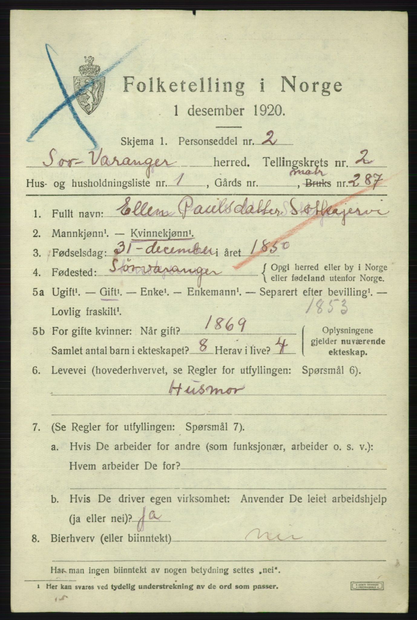 SATØ, 1920 census for Sør-Varanger, 1920, p. 1961