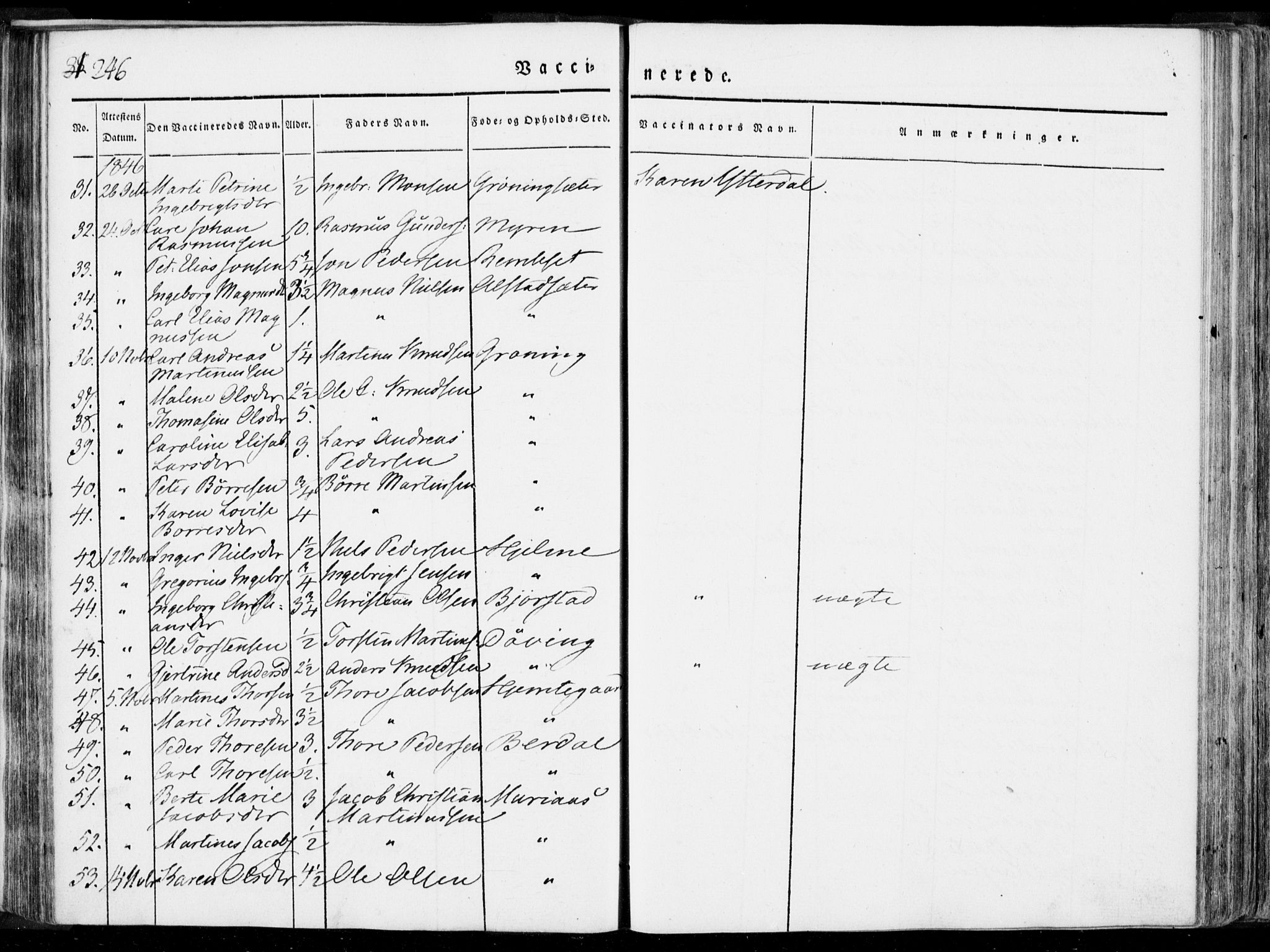 Ministerialprotokoller, klokkerbøker og fødselsregistre - Møre og Romsdal, AV/SAT-A-1454/519/L0248: Parish register (official) no. 519A07, 1829-1860, p. 246