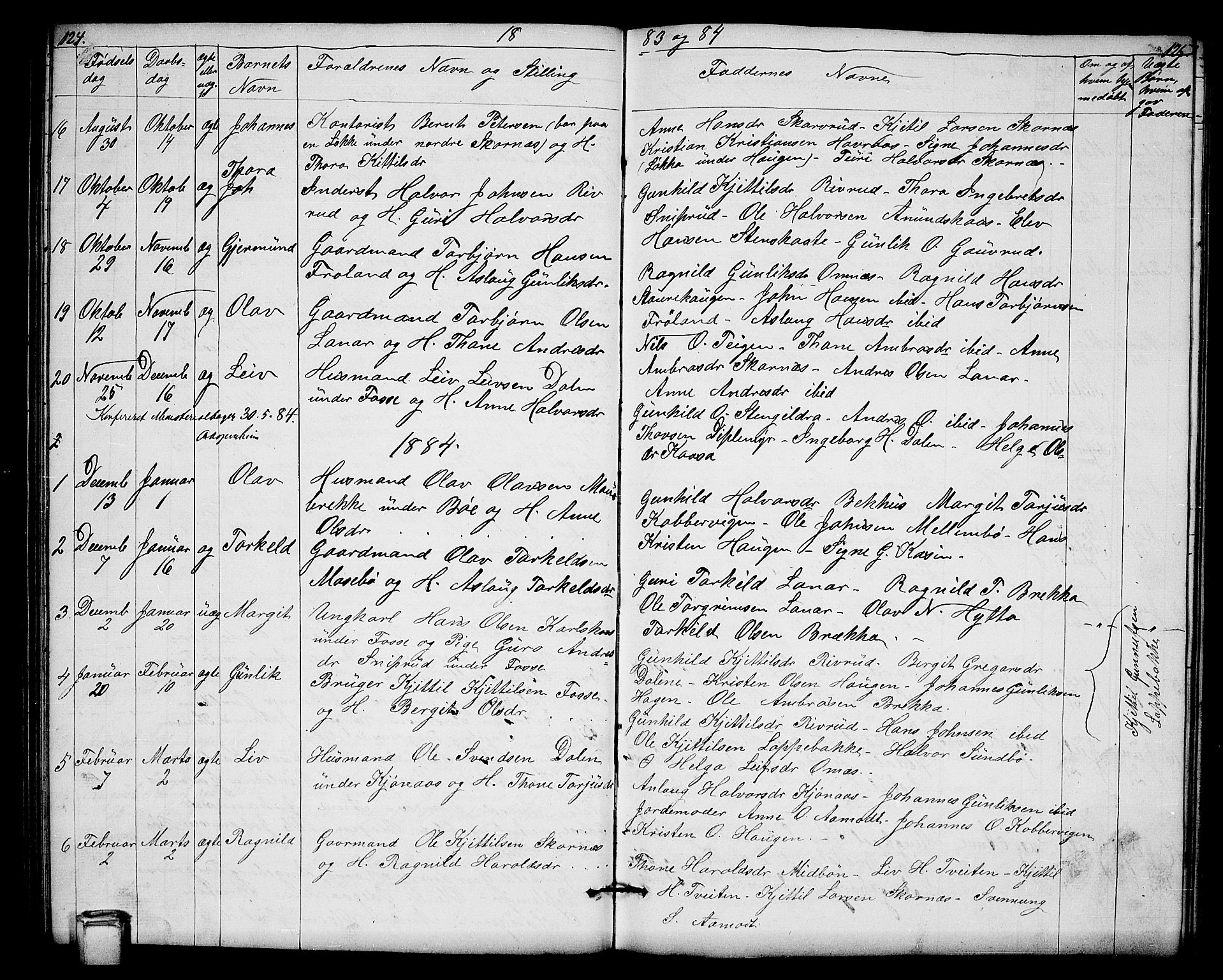 Hjartdal kirkebøker, SAKO/A-270/G/Gb/L0002: Parish register (copy) no. II 2, 1854-1884, p. 124-125