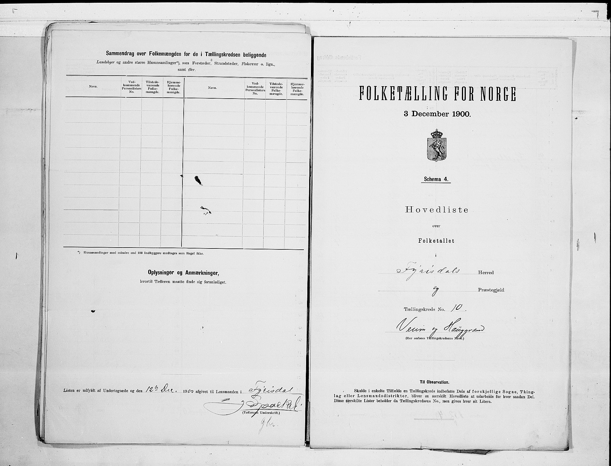 RA, 1900 census for Fyresdal, 1900, p. 22