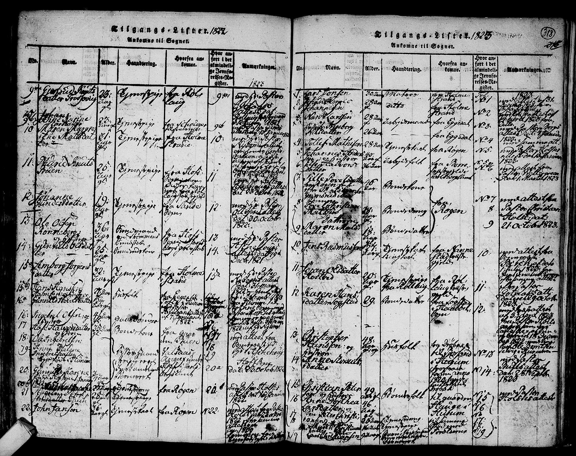 Hurum kirkebøker, SAKO/A-229/F/Fa/L0009: Parish register (official) no. 9, 1816-1826, p. 318