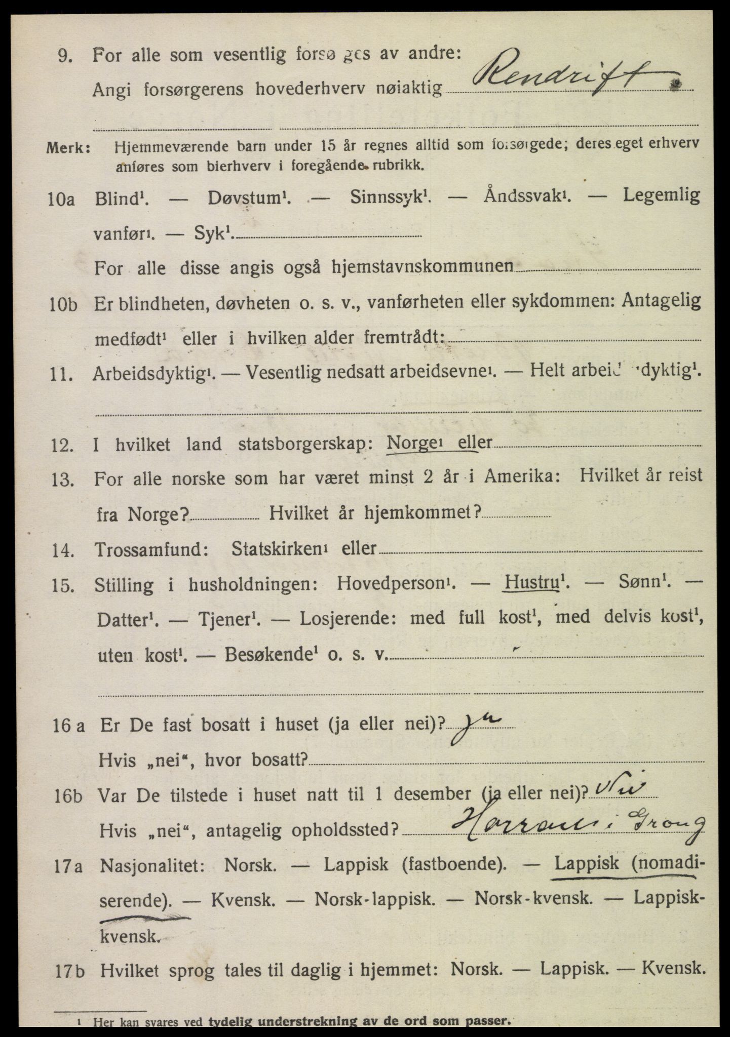 SAT, 1920 census for Snåsa, 1920, p. 1947