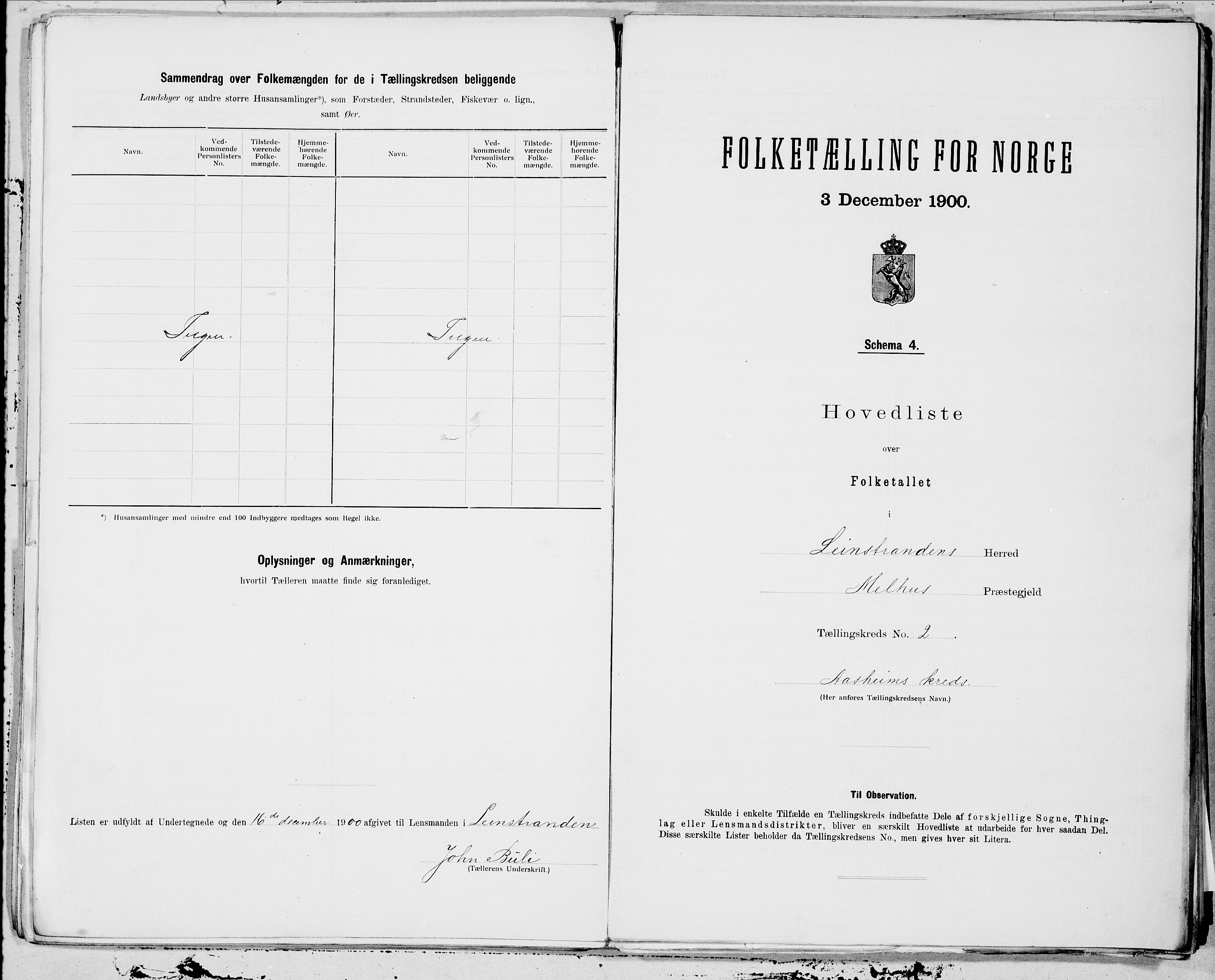 SAT, 1900 census for Leinstrand, 1900, p. 6