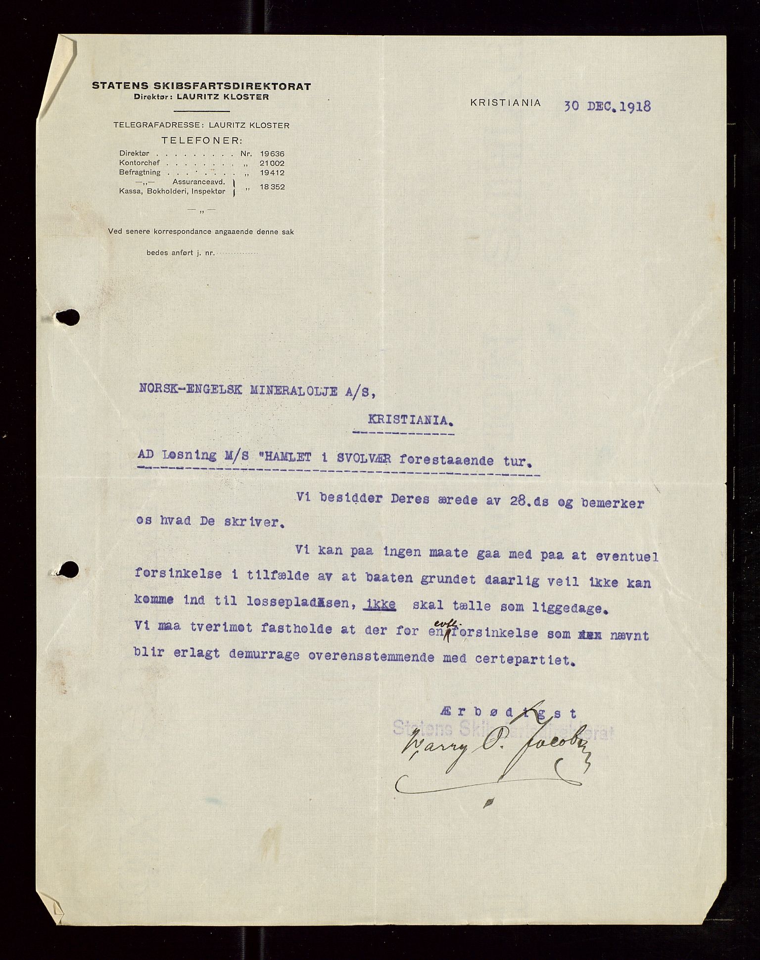 Pa 1521 - A/S Norske Shell, SAST/A-101915/E/Ea/Eaa/L0006: Sjefskorrespondanse, 1918, p. 622