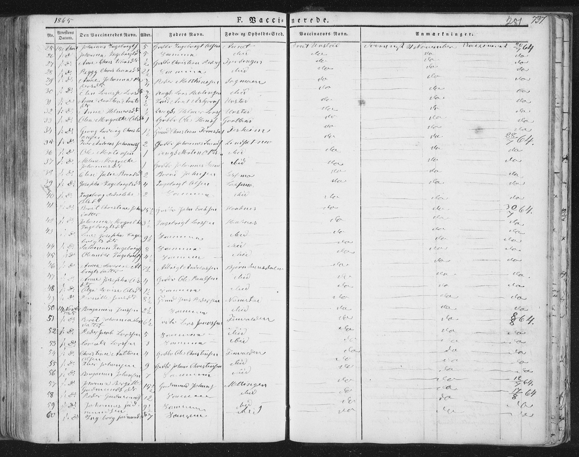 Ministerialprotokoller, klokkerbøker og fødselsregistre - Nord-Trøndelag, AV/SAT-A-1458/758/L0513: Parish register (official) no. 758A02 /1, 1839-1868, p. 281