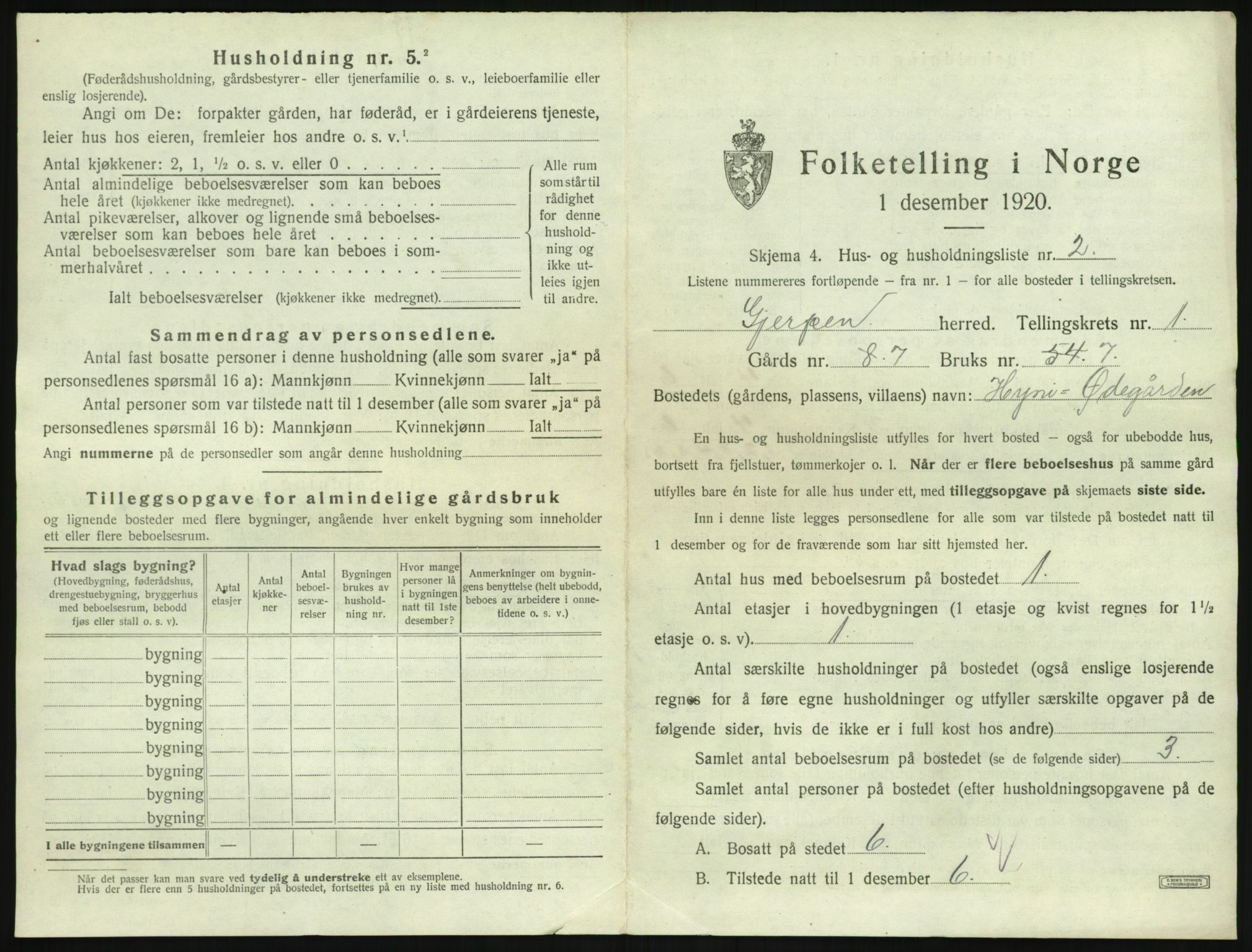 SAKO, 1920 census for Gjerpen, 1920, p. 66