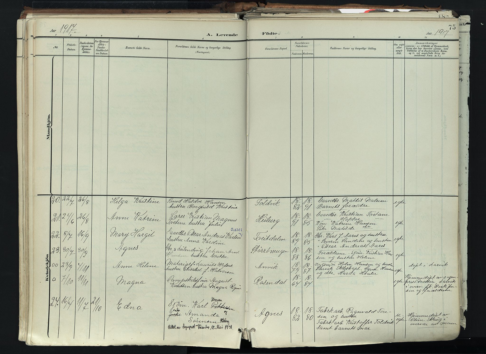 Brunlanes kirkebøker, AV/SAKO-A-342/F/Fc/L0003: Parish register (official) no. III 3, 1900-1922, p. 75