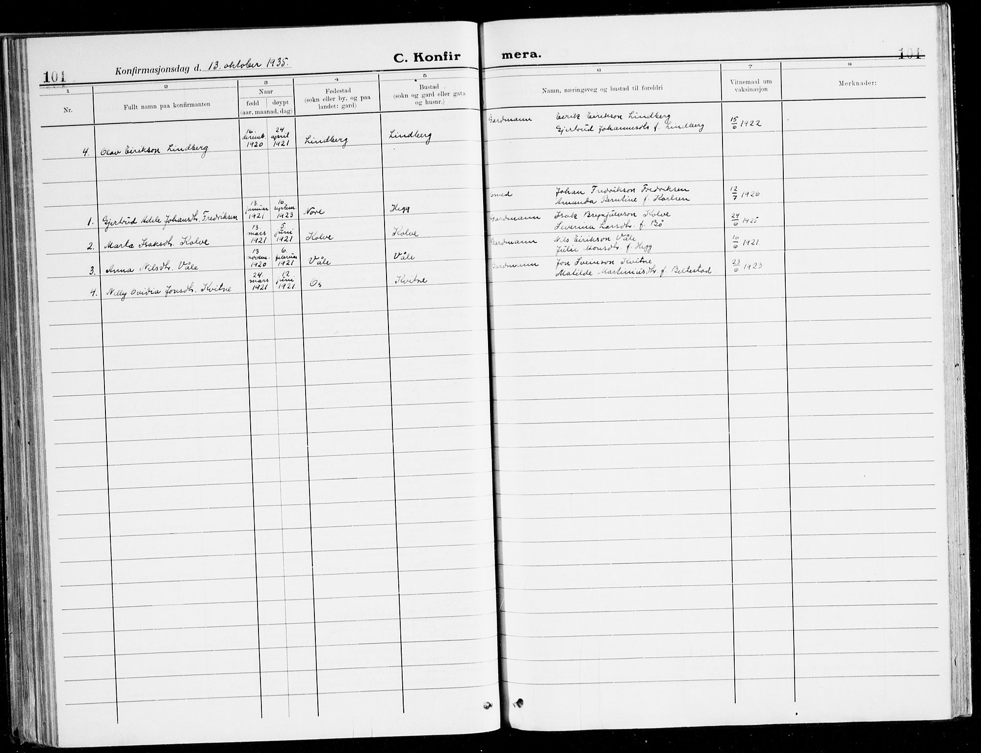 Voss sokneprestembete, AV/SAB-A-79001/H/Haa: Parish register (official) no. B 3, 1922-1942, p. 101