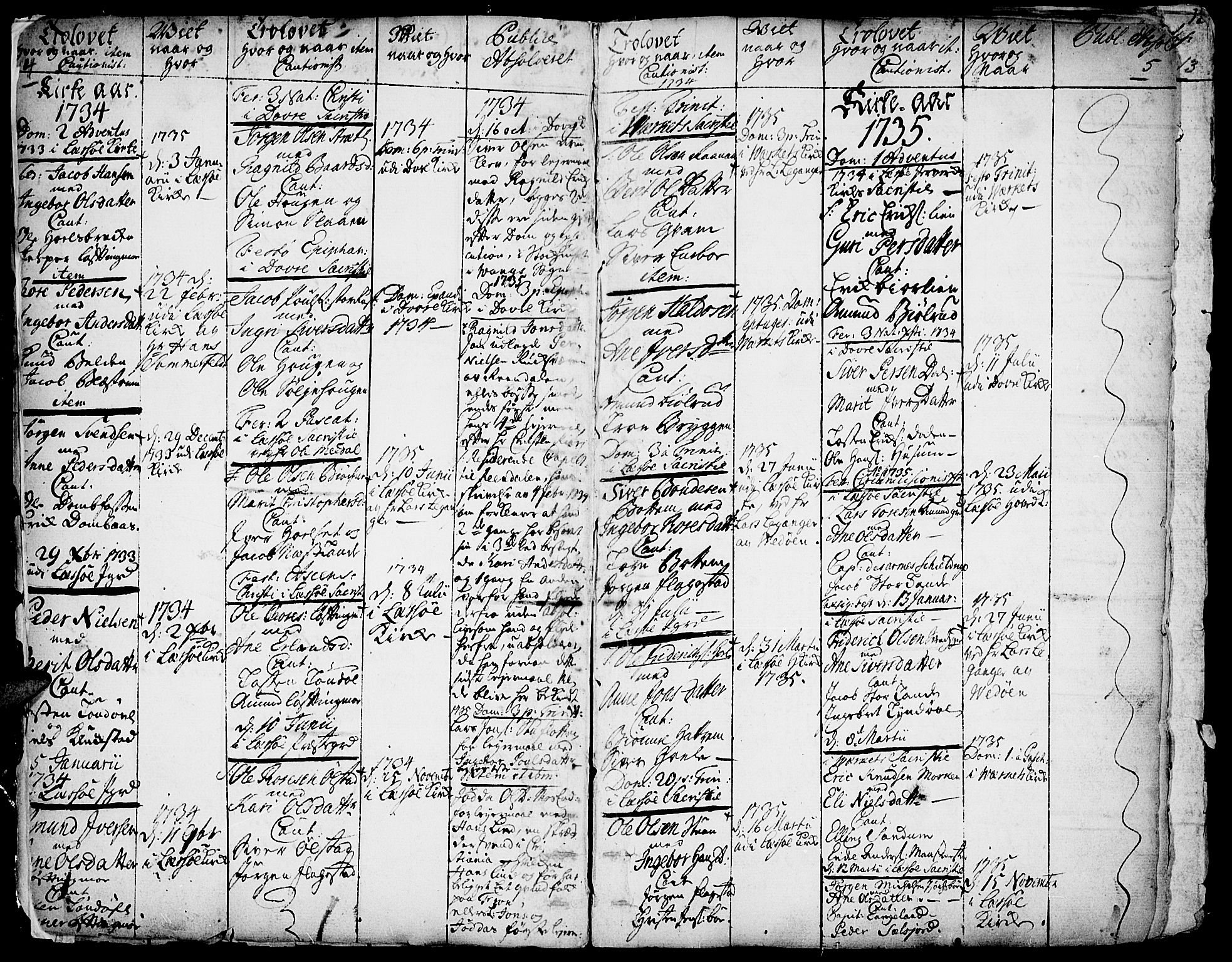 Lesja prestekontor, AV/SAH-PREST-068/H/Ha/Haa/L0002: Parish register (official) no. 2, 1732-1776, p. 4-5
